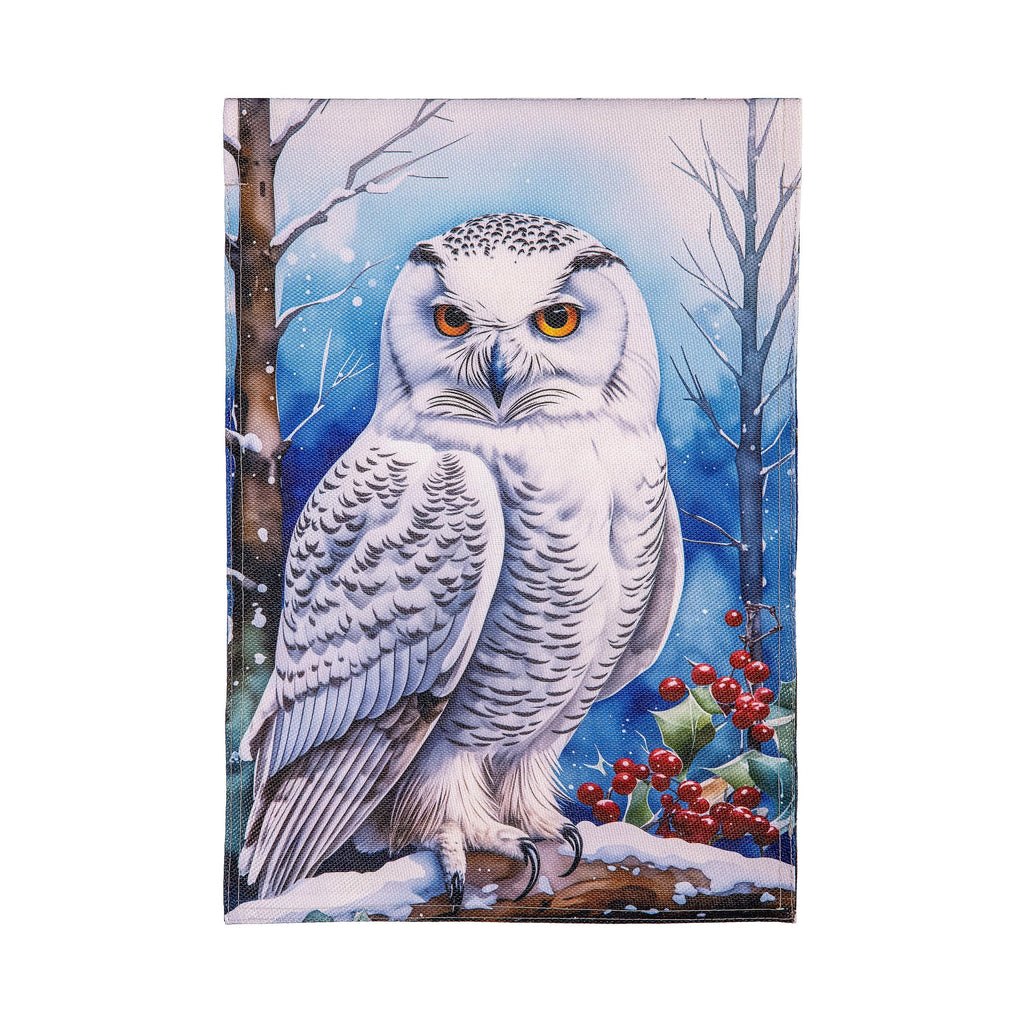 Snow Owl Burlap Garden Flag