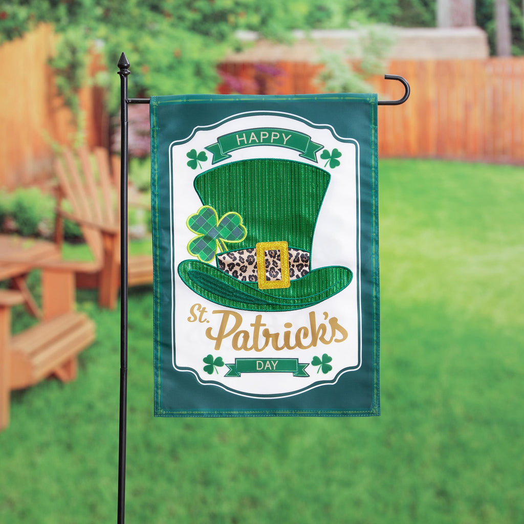 St. Patrick's Day Top Hat Applique Garden Flag