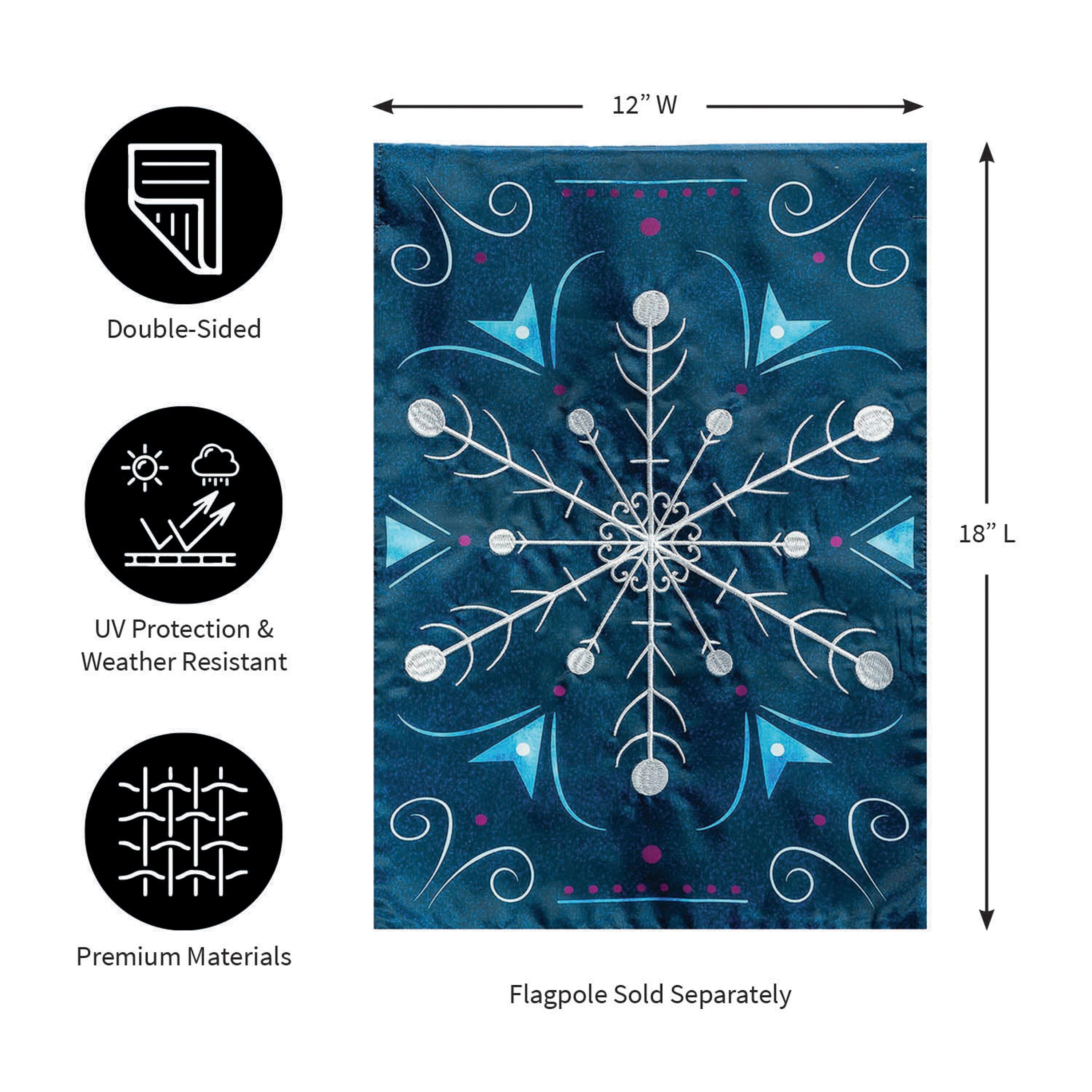 Blue Snowflake Applique Garden Flag