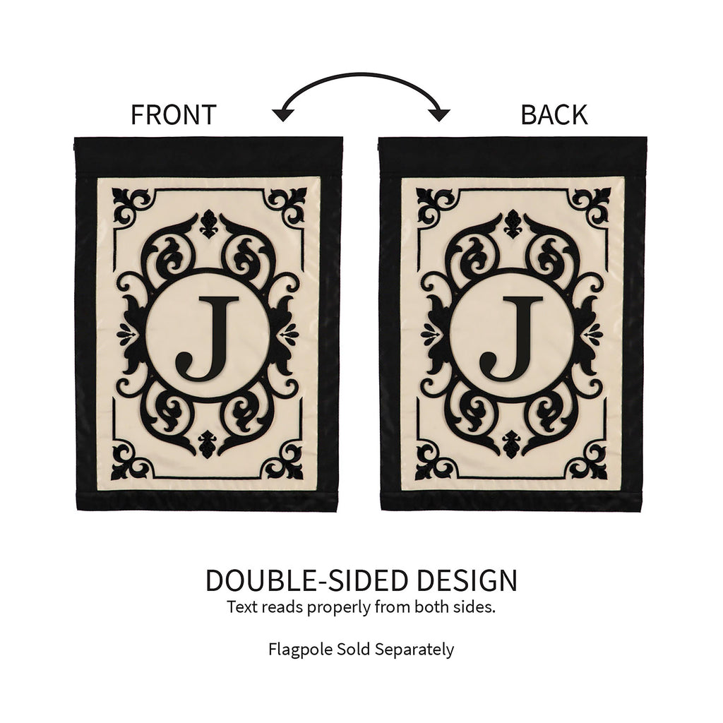 Cambridge Monogram Garden Applique Flag, Letter J