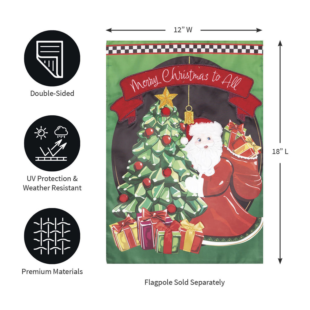Jingle Bell Square Applique Garden Flag