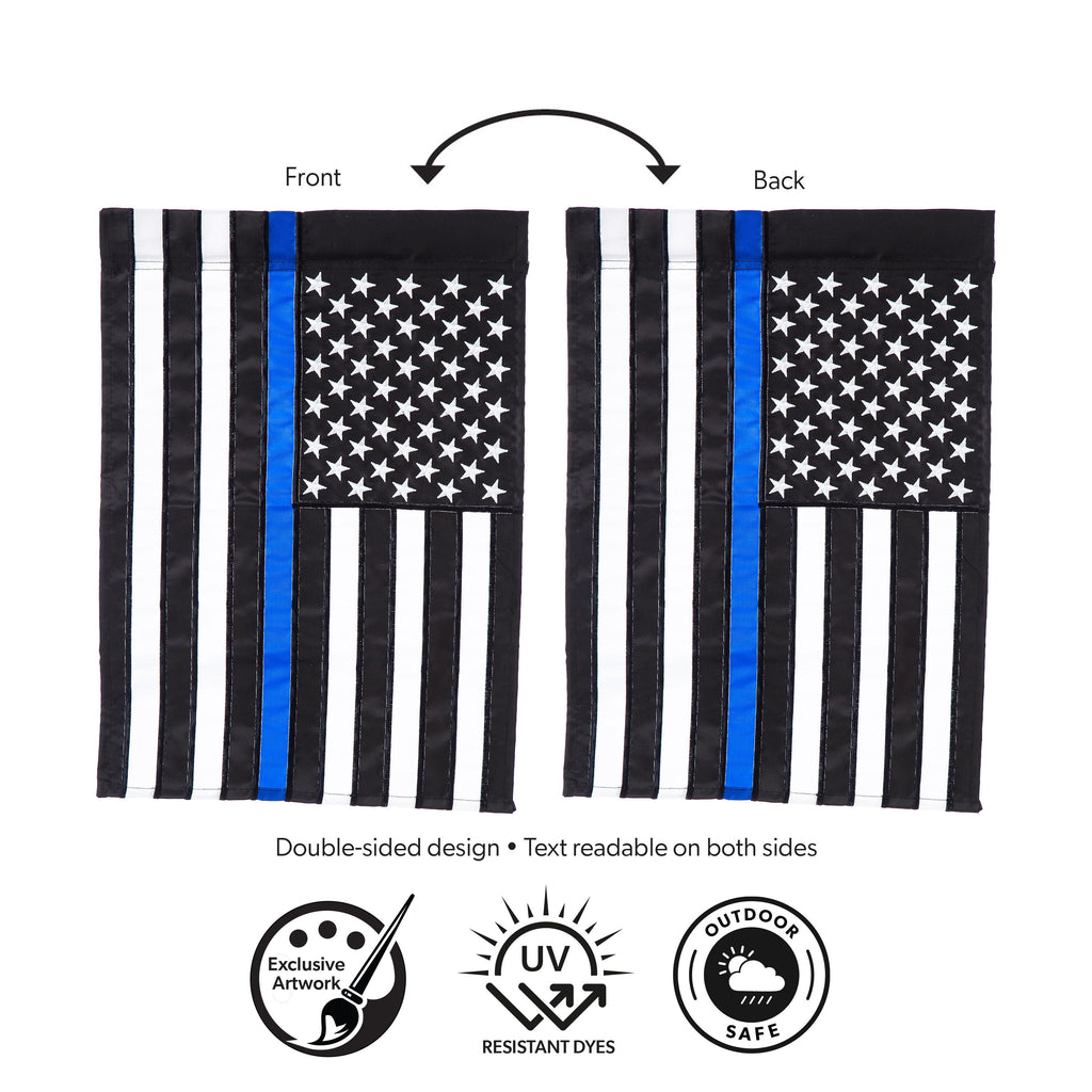 Thin Blue Line Garden Applique Flag