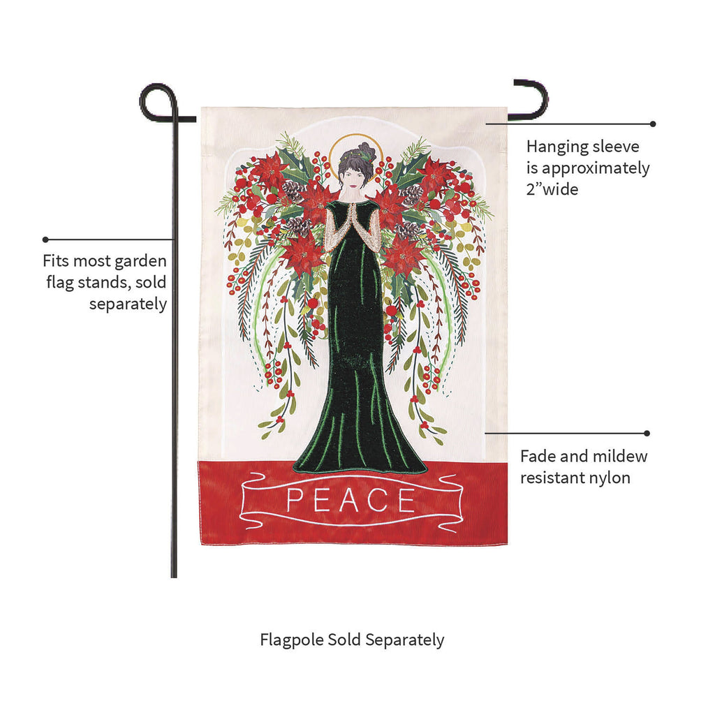 Floral Angel Applique Garden Flag