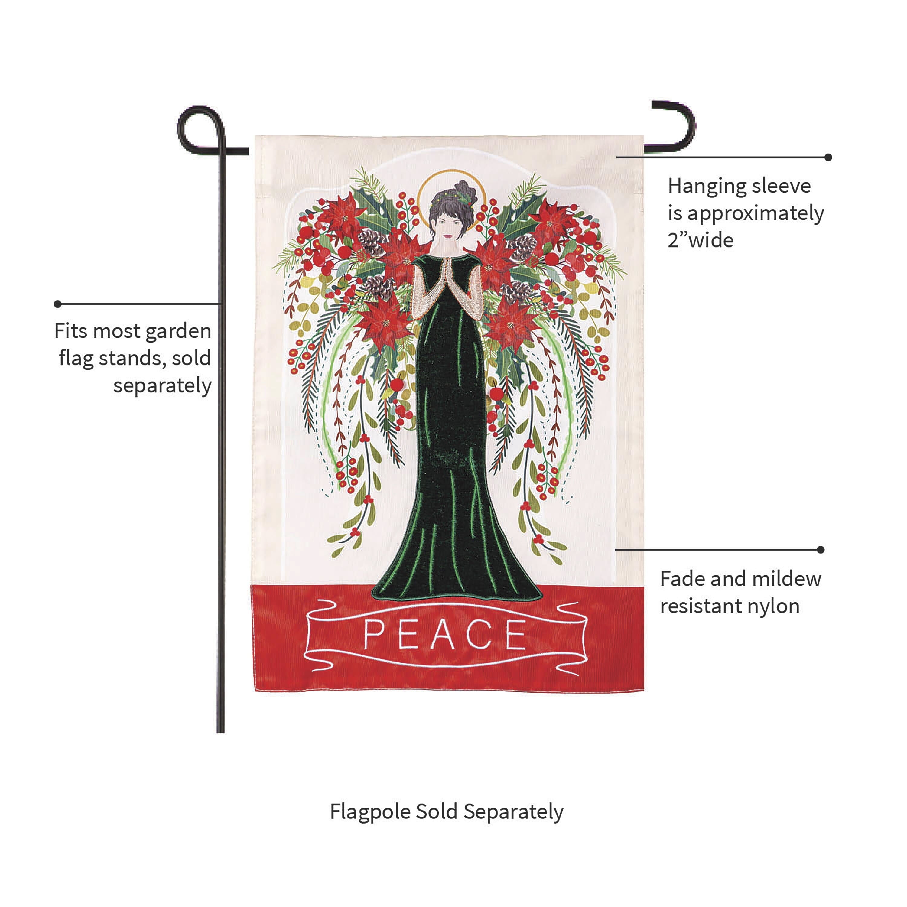 Floral Angel Applique Garden Flag
