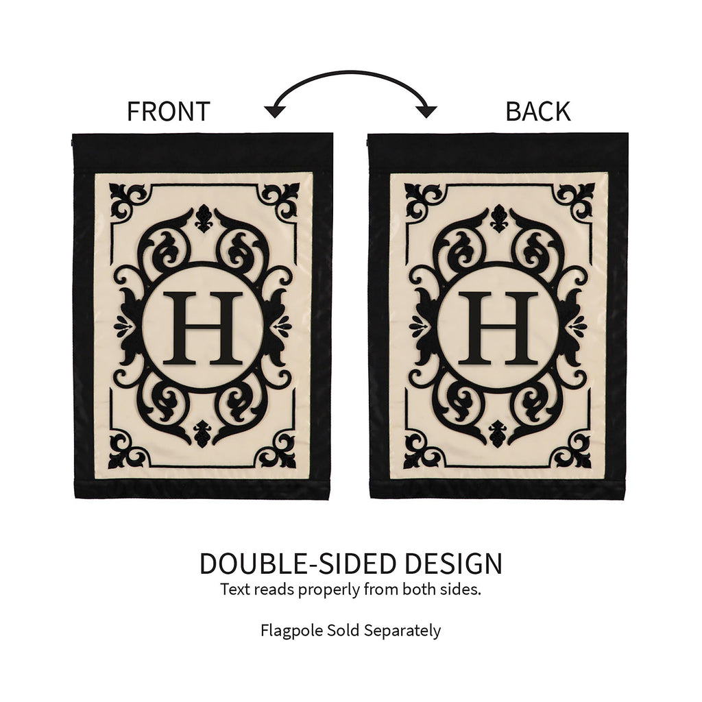Cambridge Monogram Garden Applique Flag, Letter H