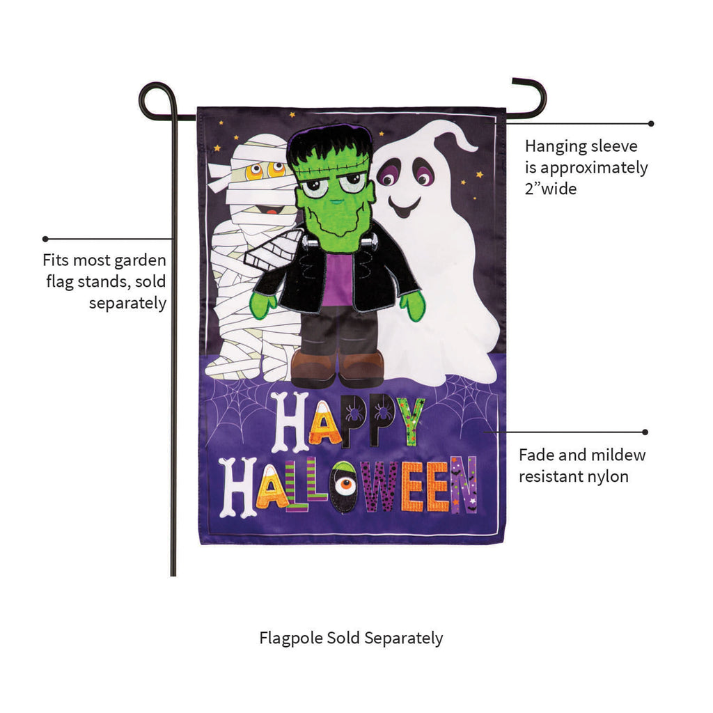 Happy Halloween Trio Applique Garden Flag