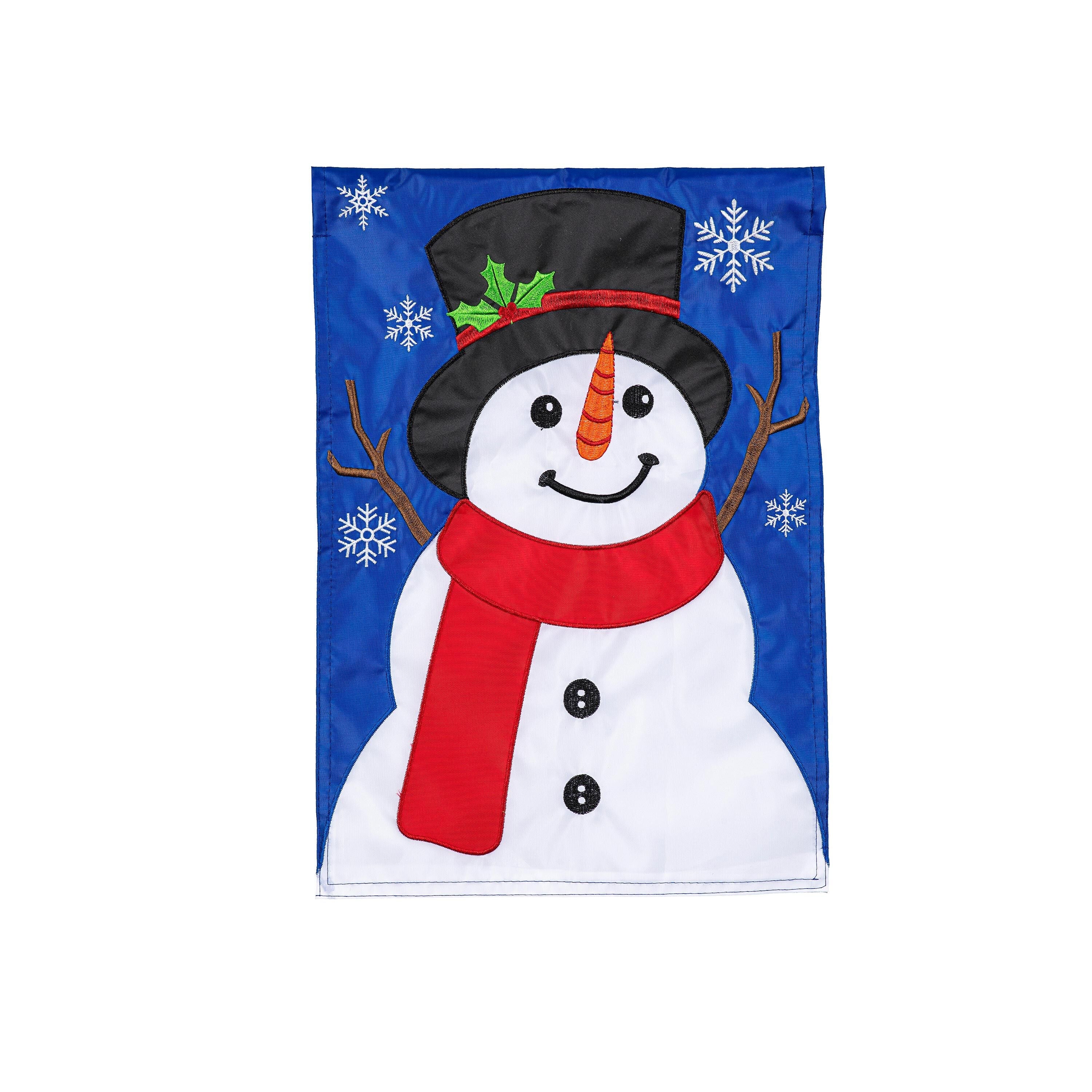 Snowman Welcome Basic Applique Garden Flag
