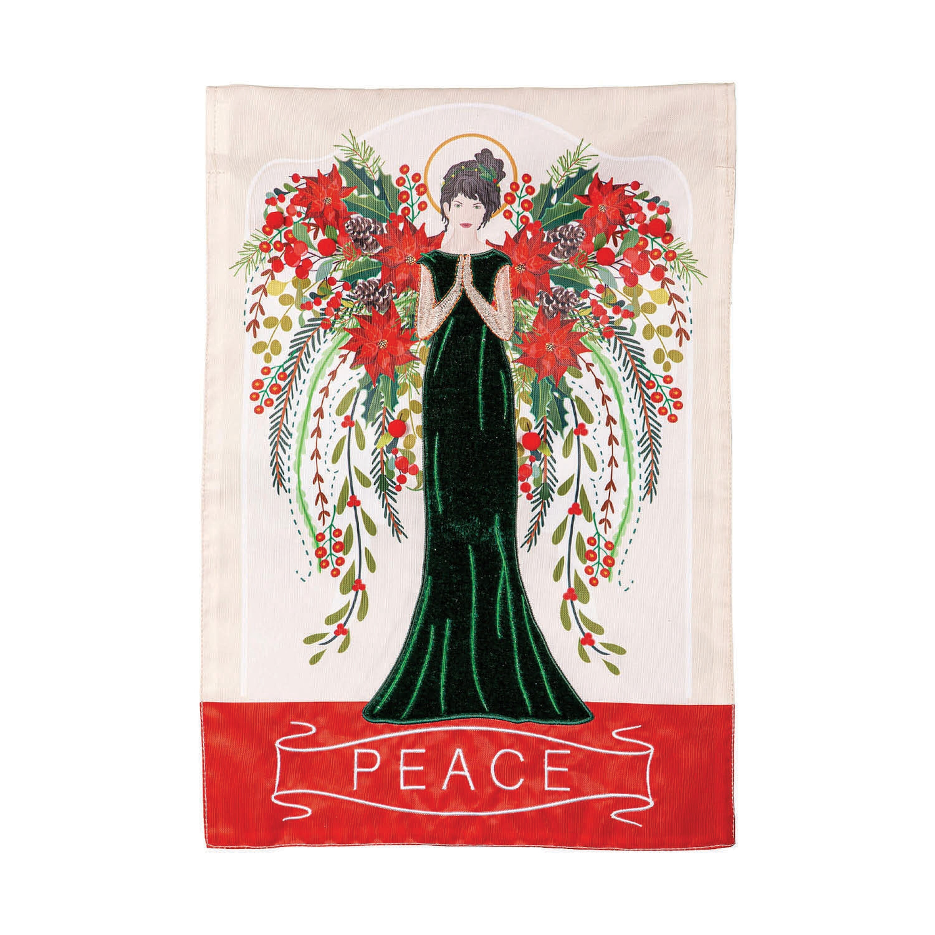 Floral Angel Applique Garden Flag
