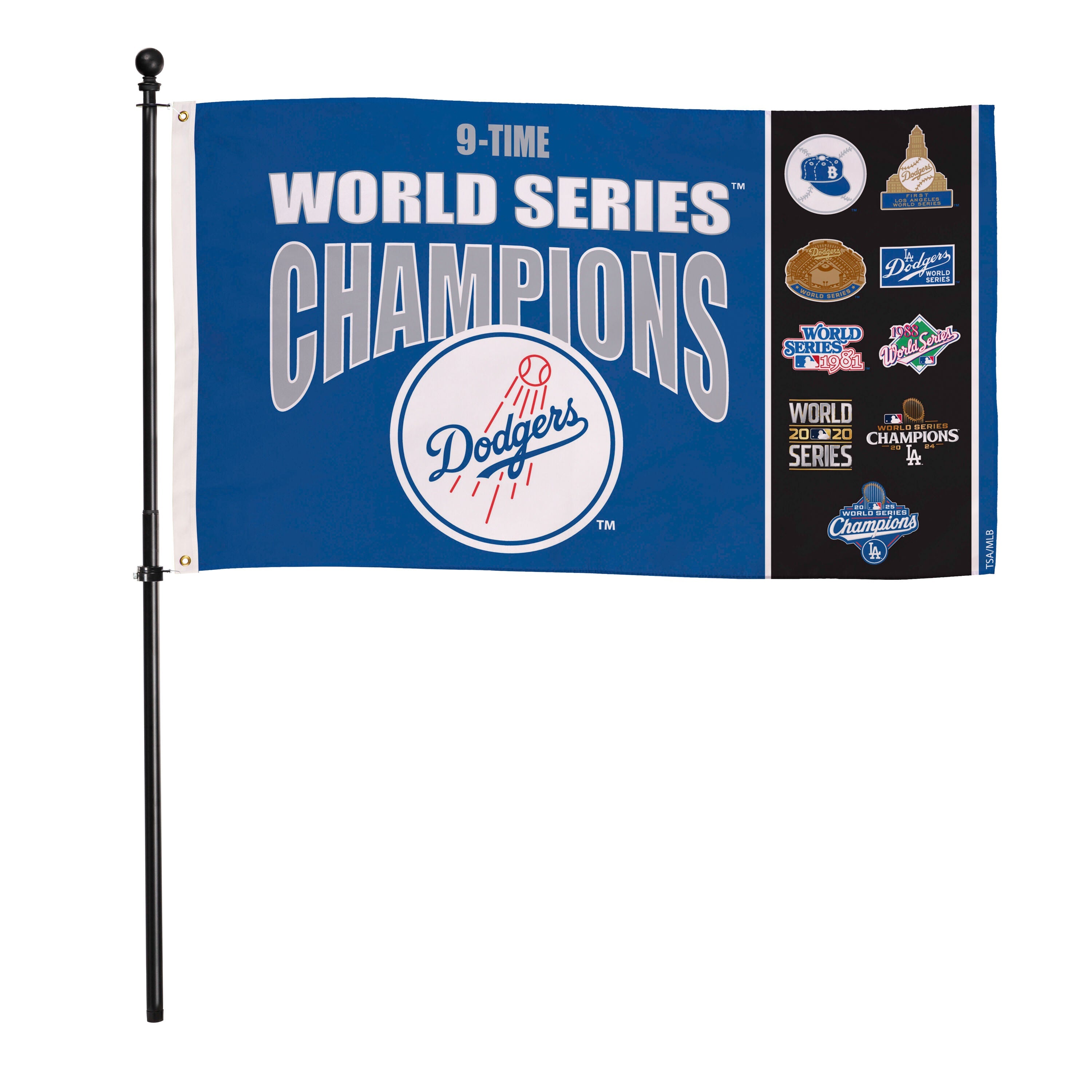 Los Angeles Dodgers Single Sided Flag w/ 2 Grommets, 3'x5' Multi Win Flag