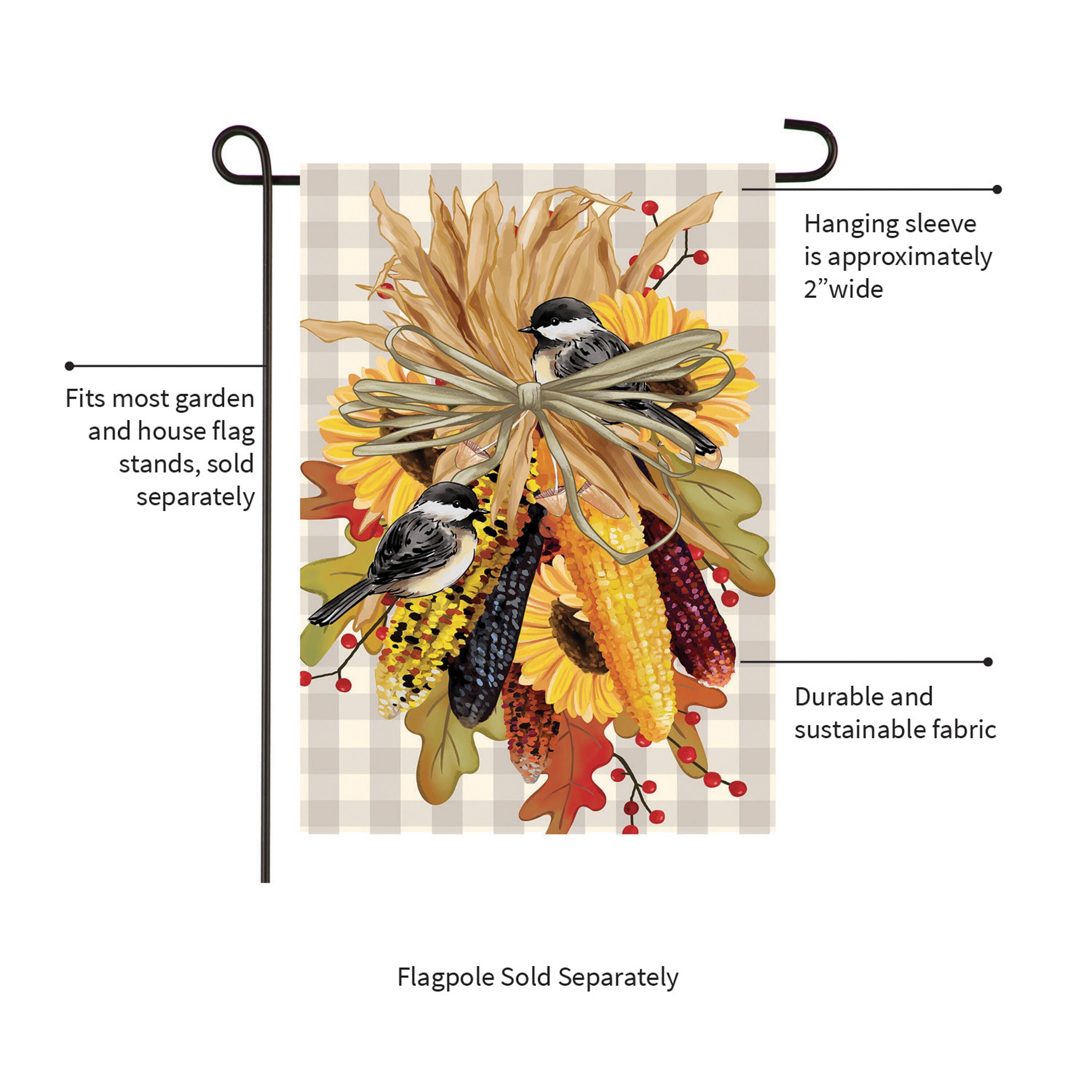 Ornamental Corn Burlap Garden Flag
