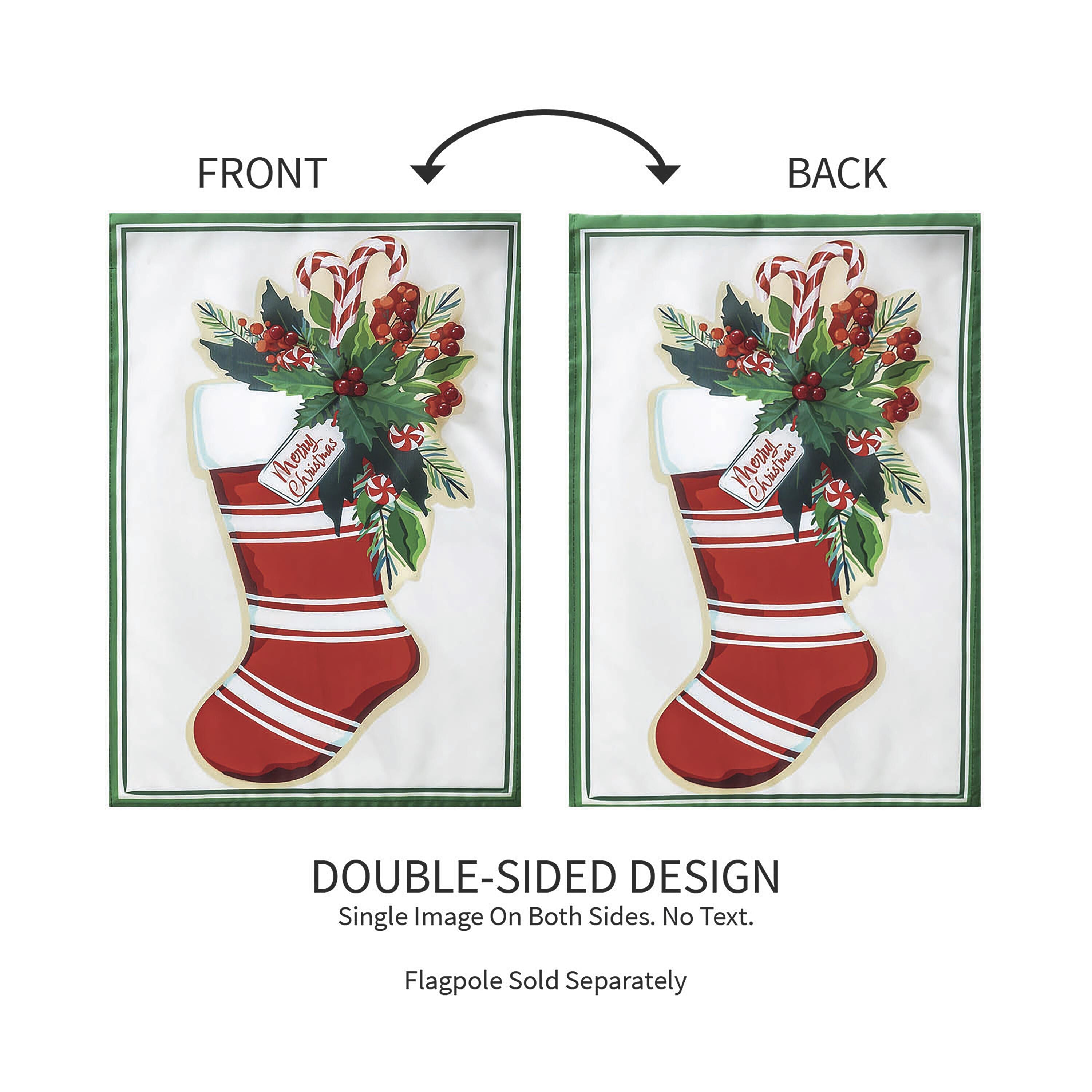 Merry Christmas Stocking Applique Garden Flag