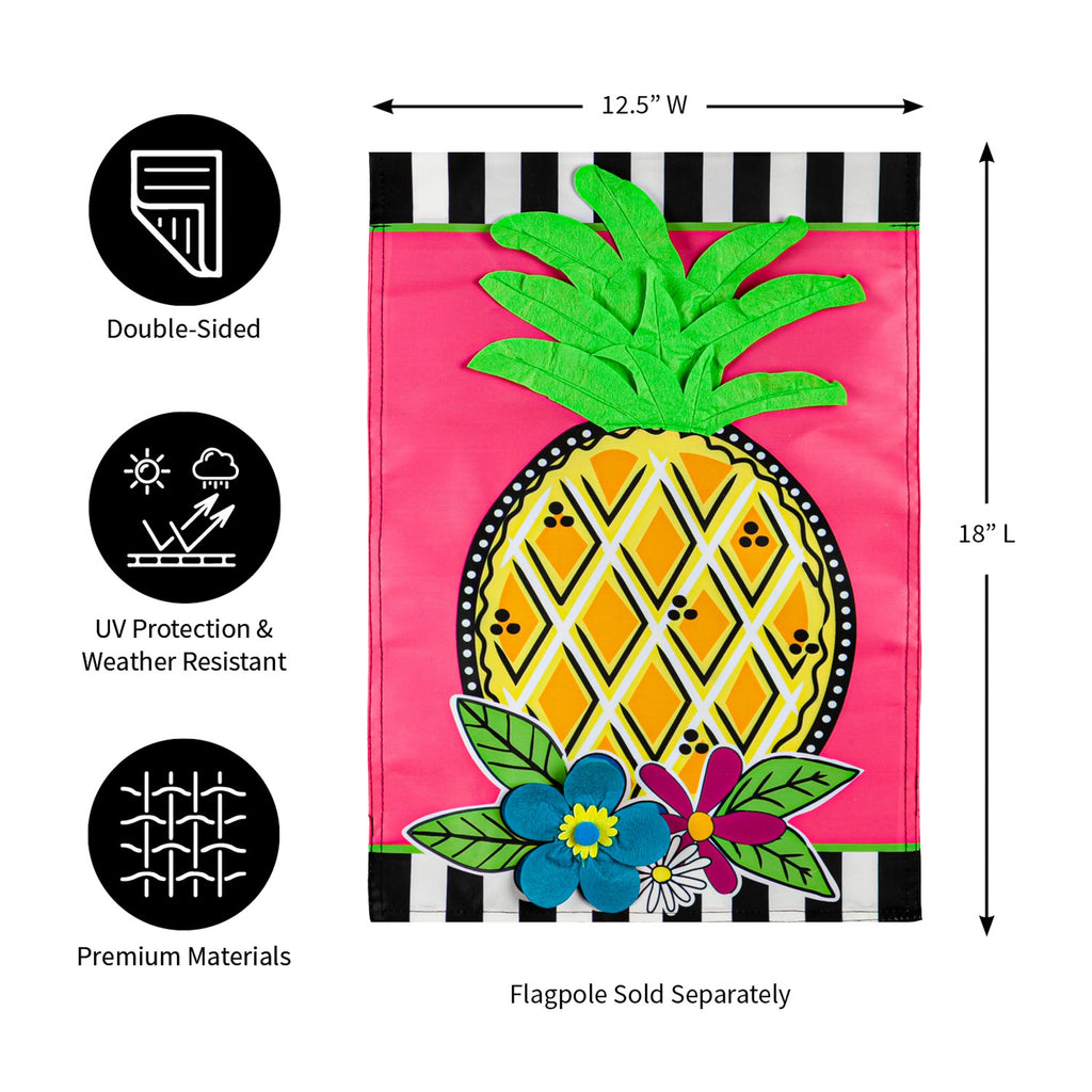 Bright Pineapple Garden Applique Flag