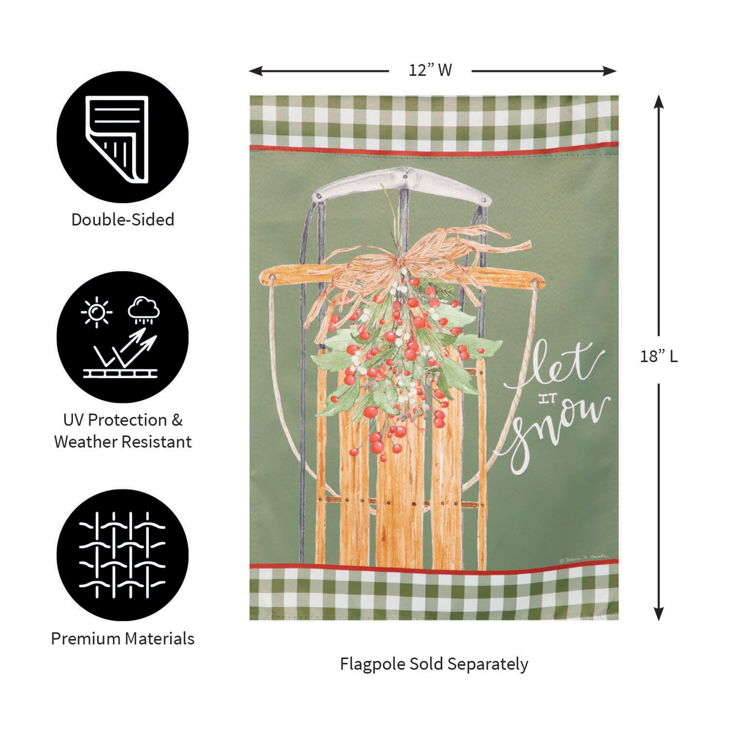 Let It Snow Sleigh Suede Garden Flag