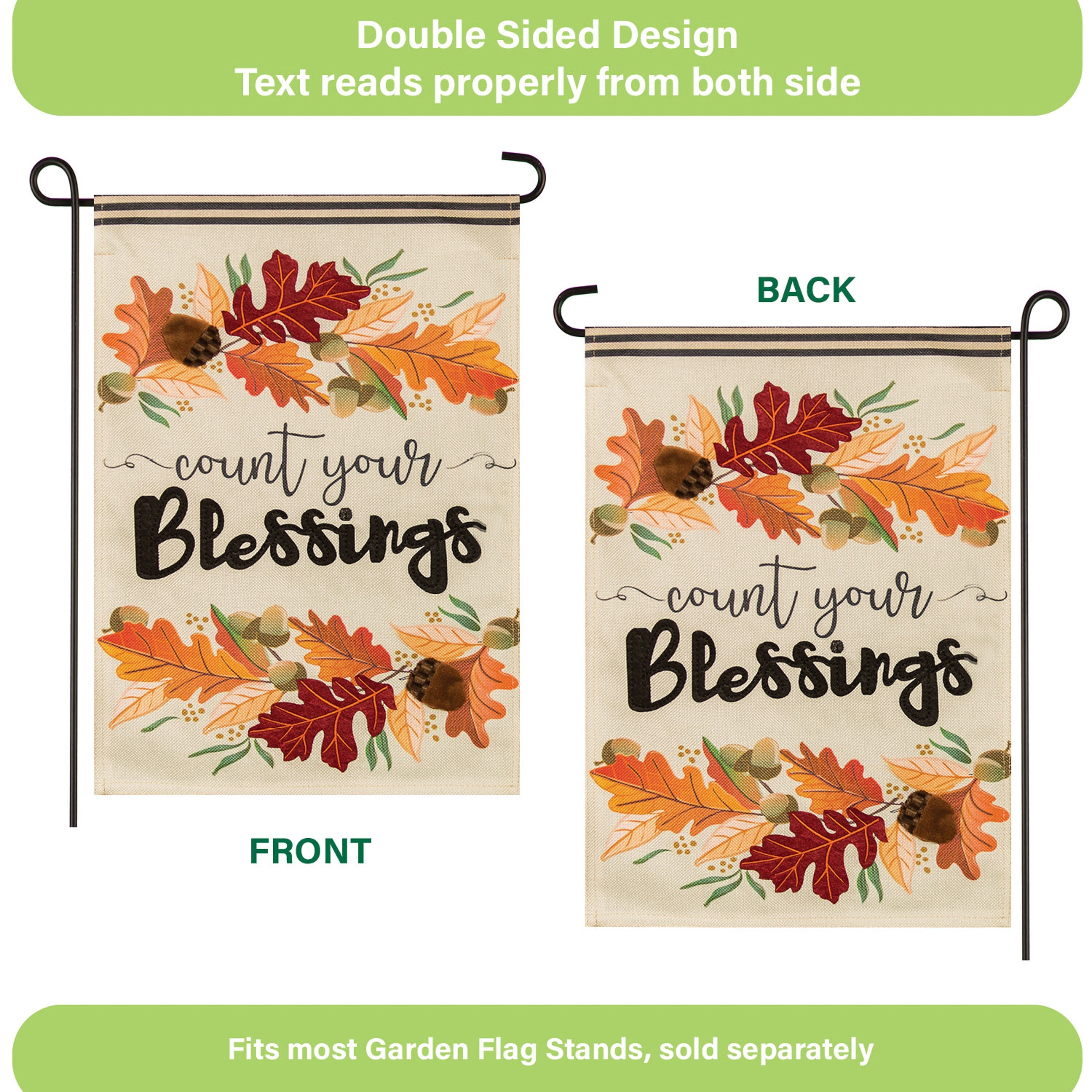 Count Your Blessings Garden Burlap Flag