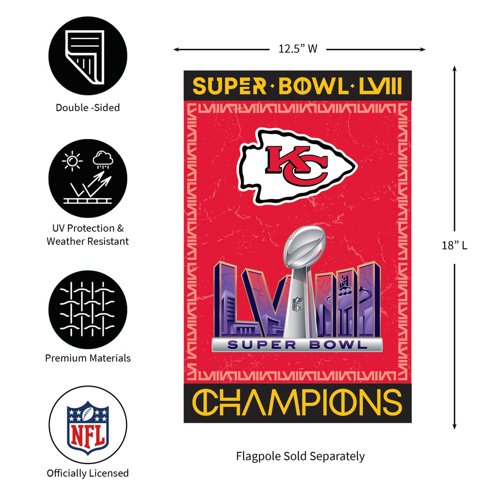 Kansas City Chiefs SB58 Champions Embossed Suede Flag