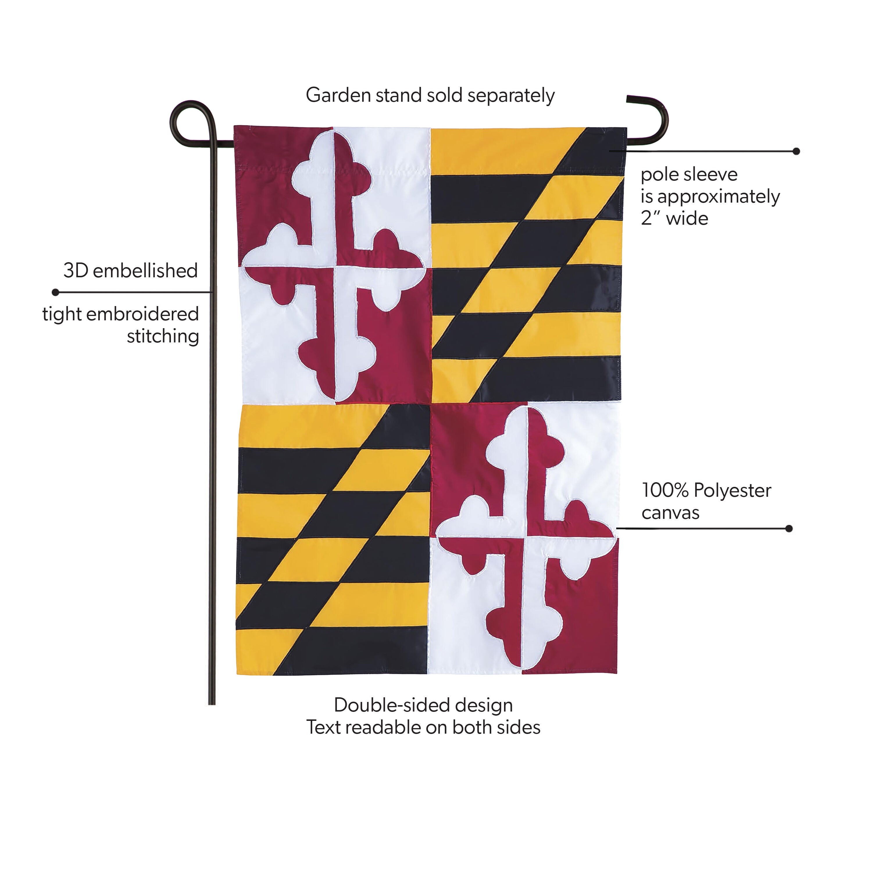 Maryland State Flag Garden Applique Flag