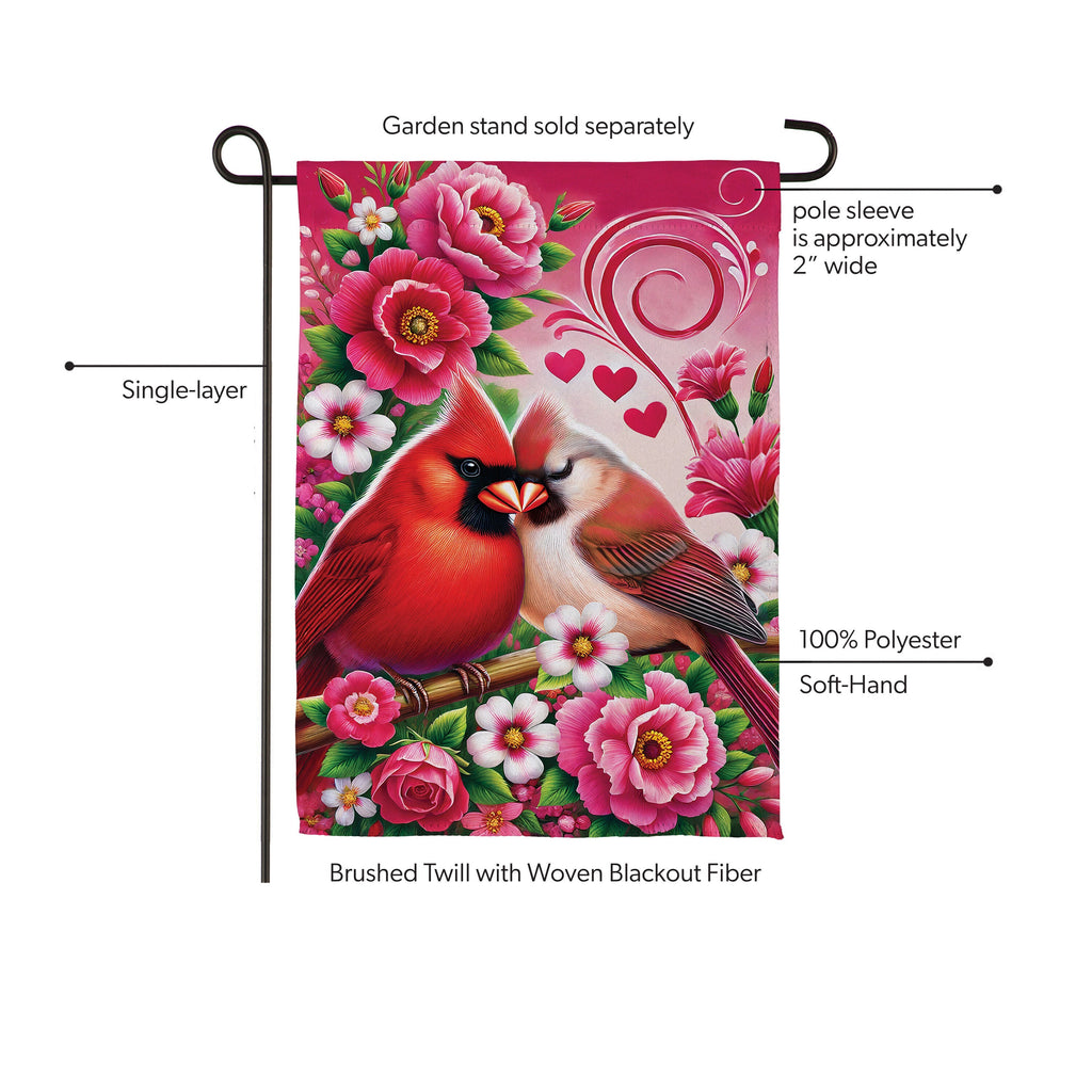 Cardinal Lovers Suede Garden Flag