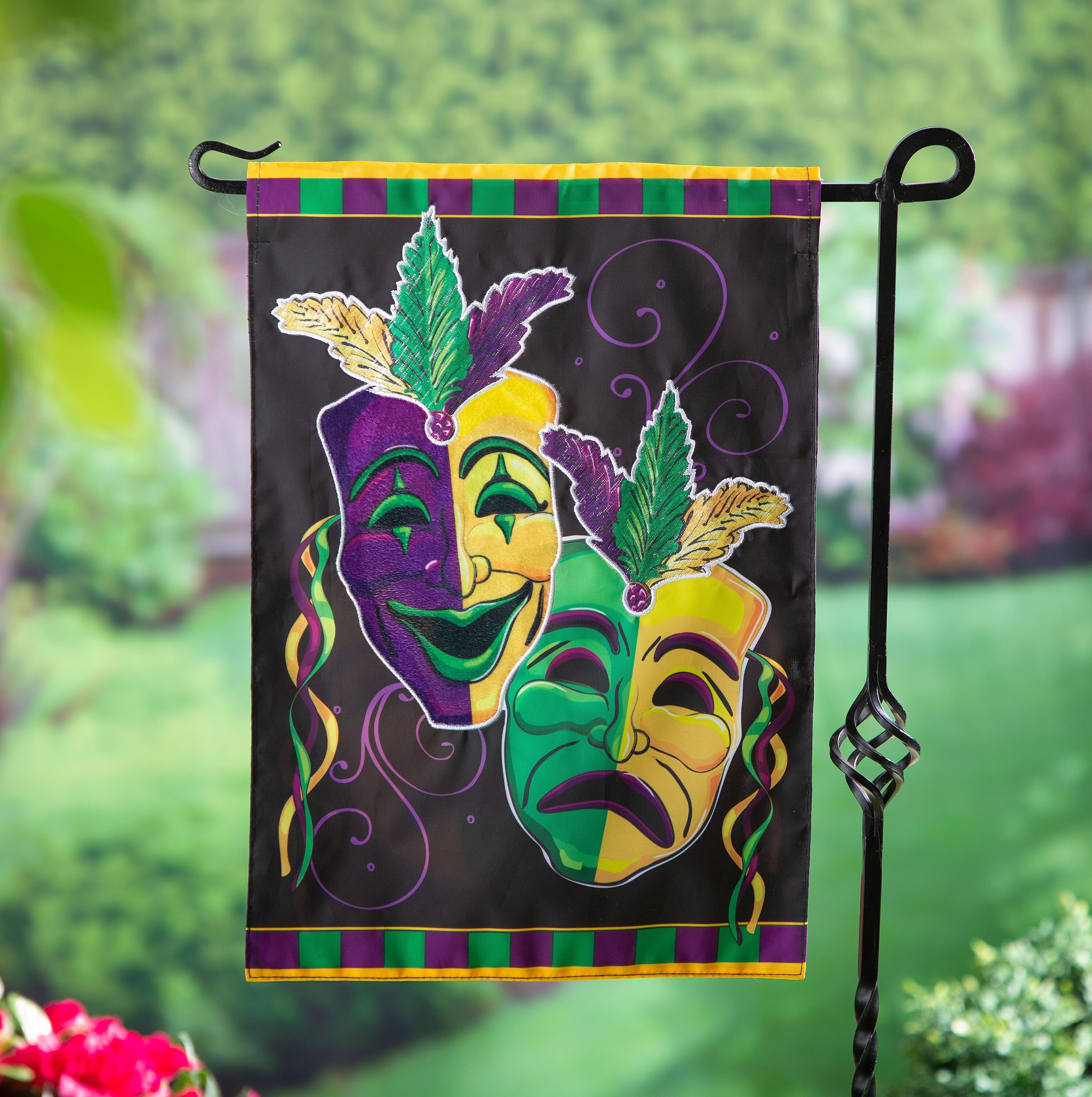 Mardi Gras Theater Mask Applique Garden Flag