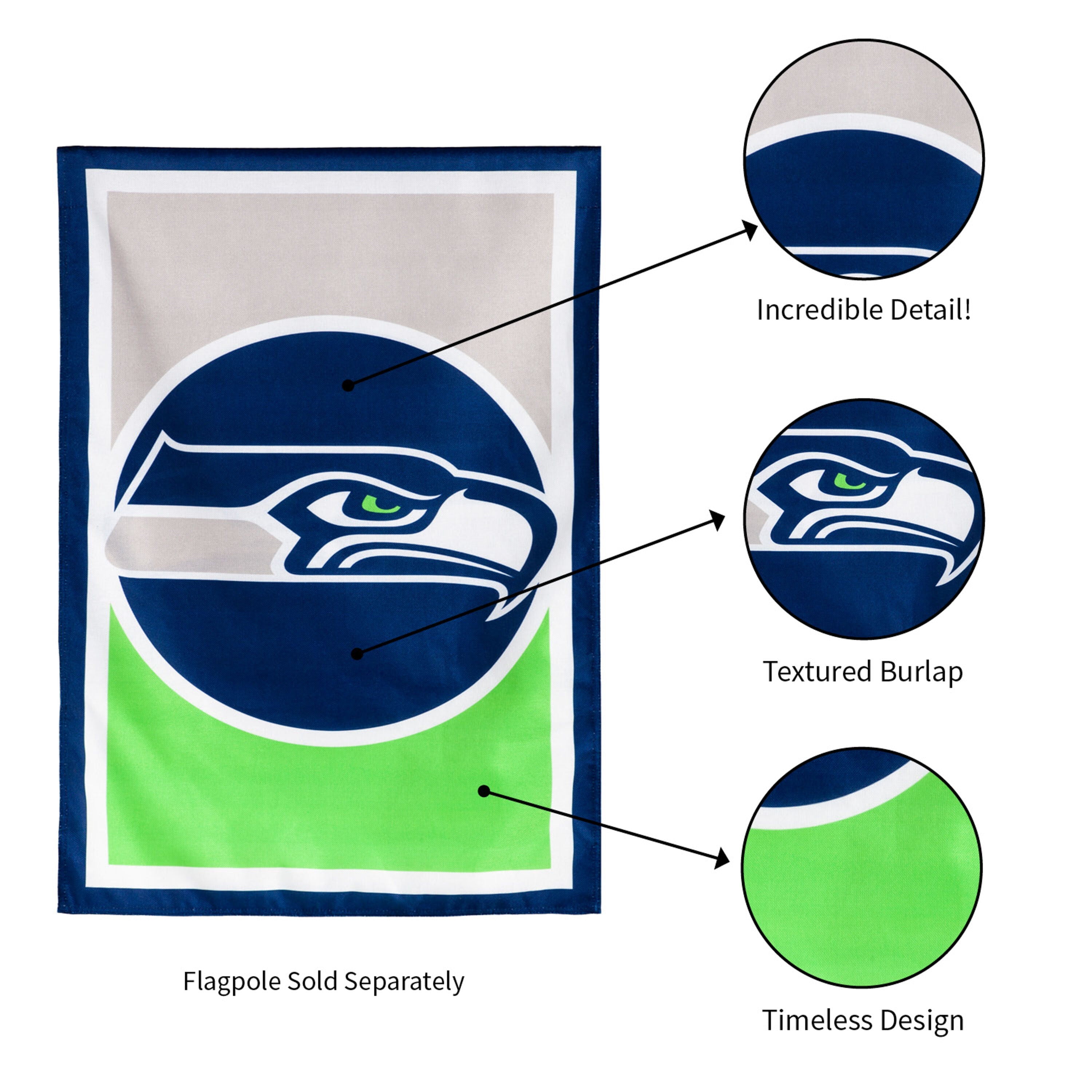 Flag, DS New Burlap, Reg, Seattle Seahawks