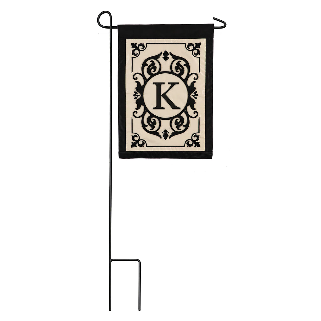 Cambridge Monogram Garden Applique Flag, Letter K