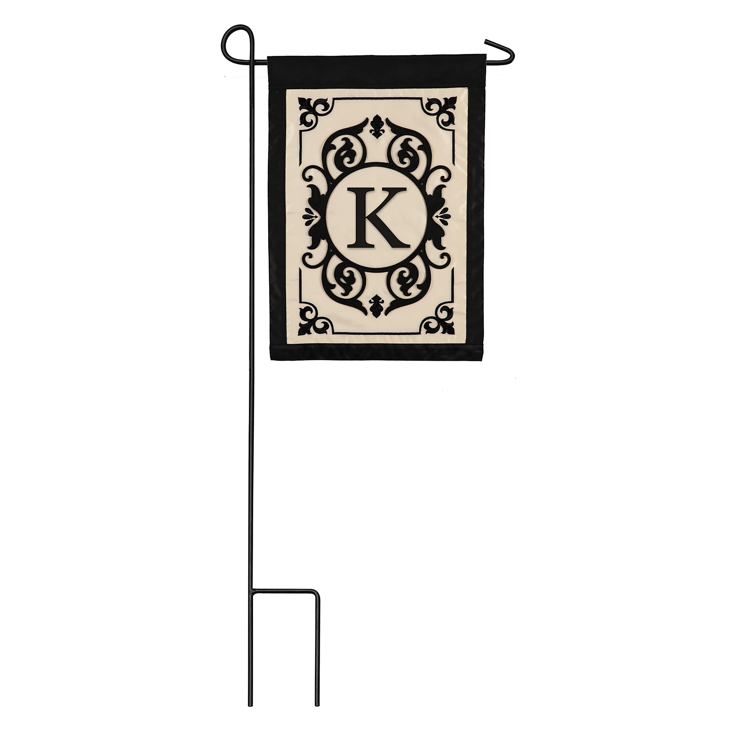 Cambridge Monogram Garden Applique Flag, Letter K