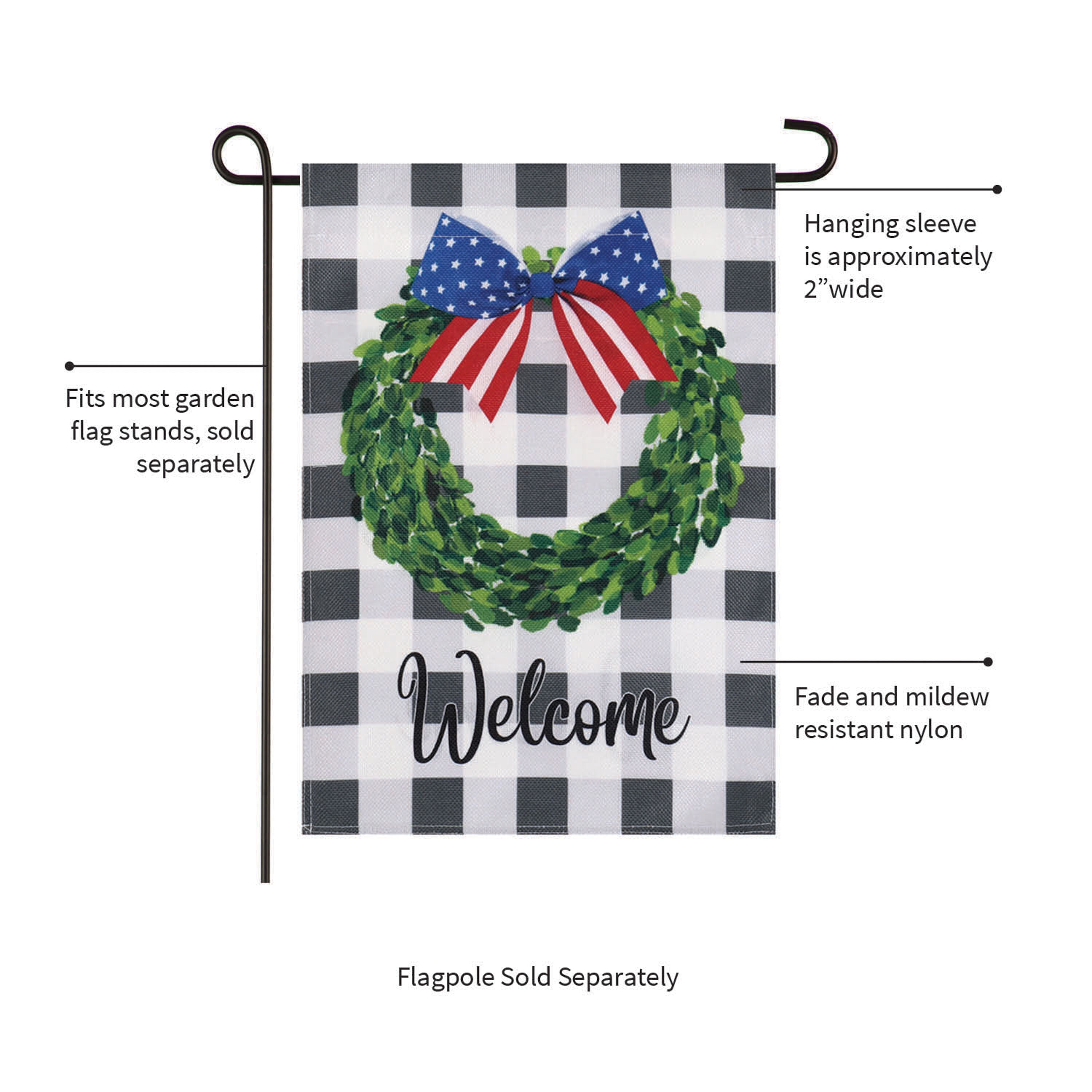Boxwood Plaid Garden Burlap Flag