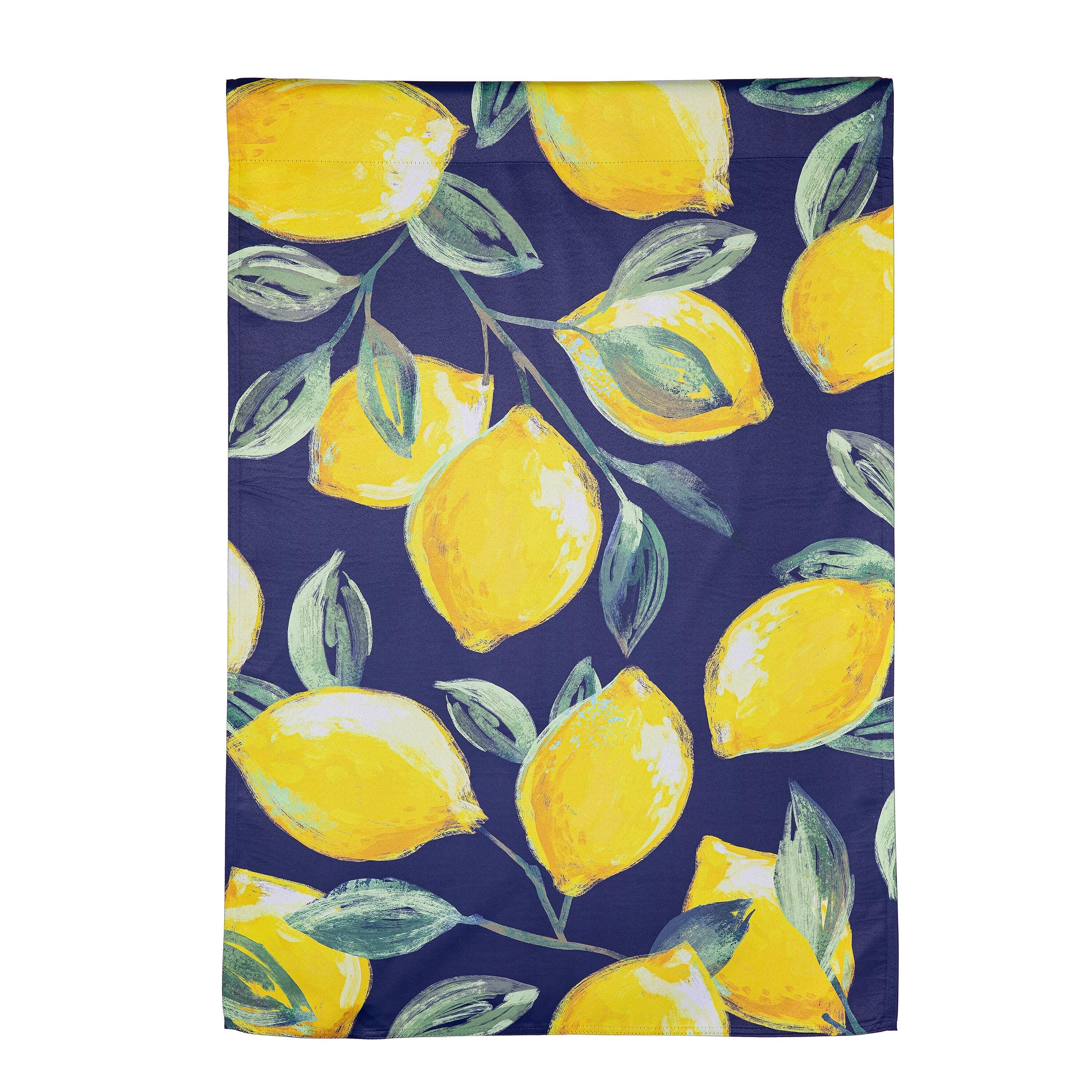 Coastal Citrus Lemons Suede House Flag