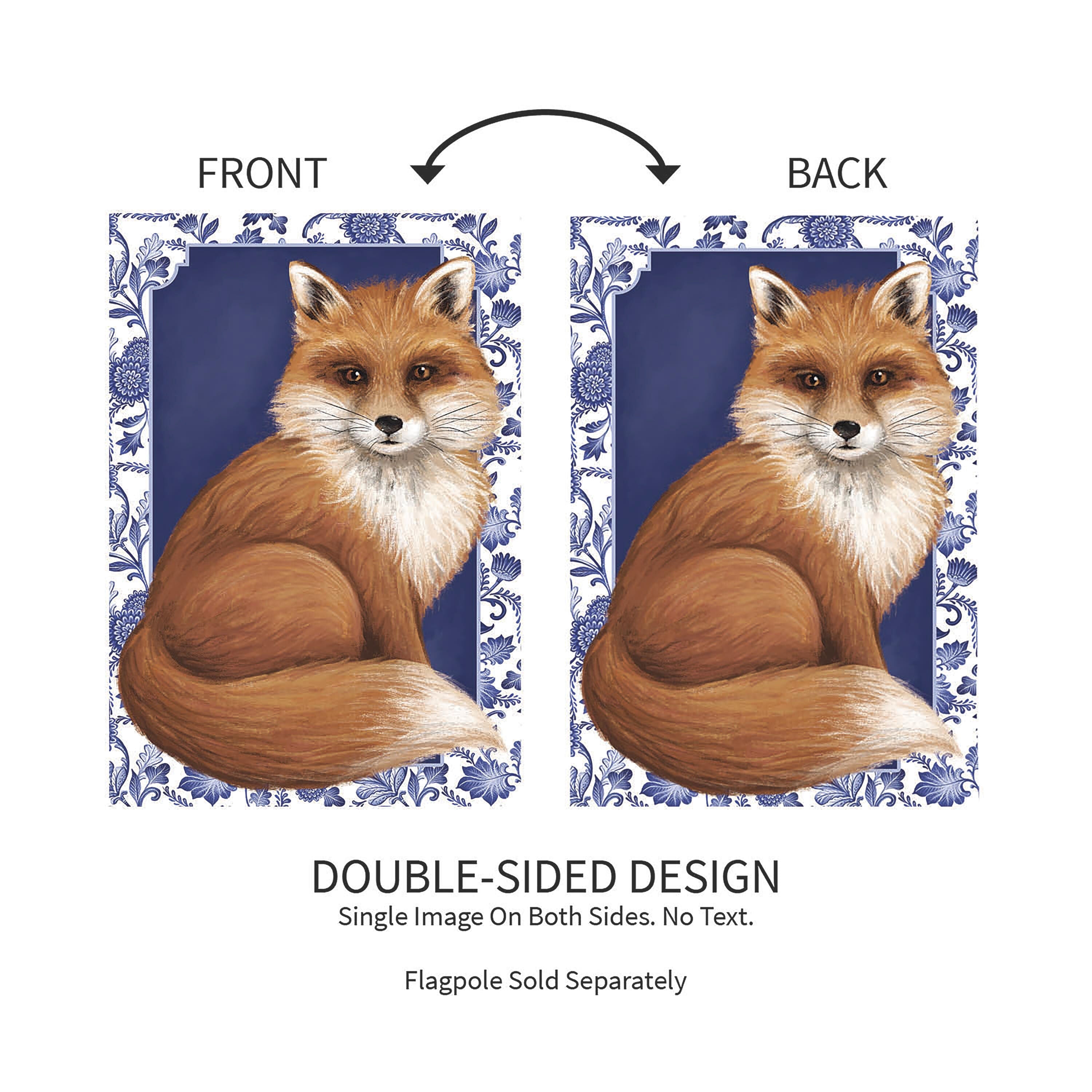 Orange Fox Applique Garden Flag