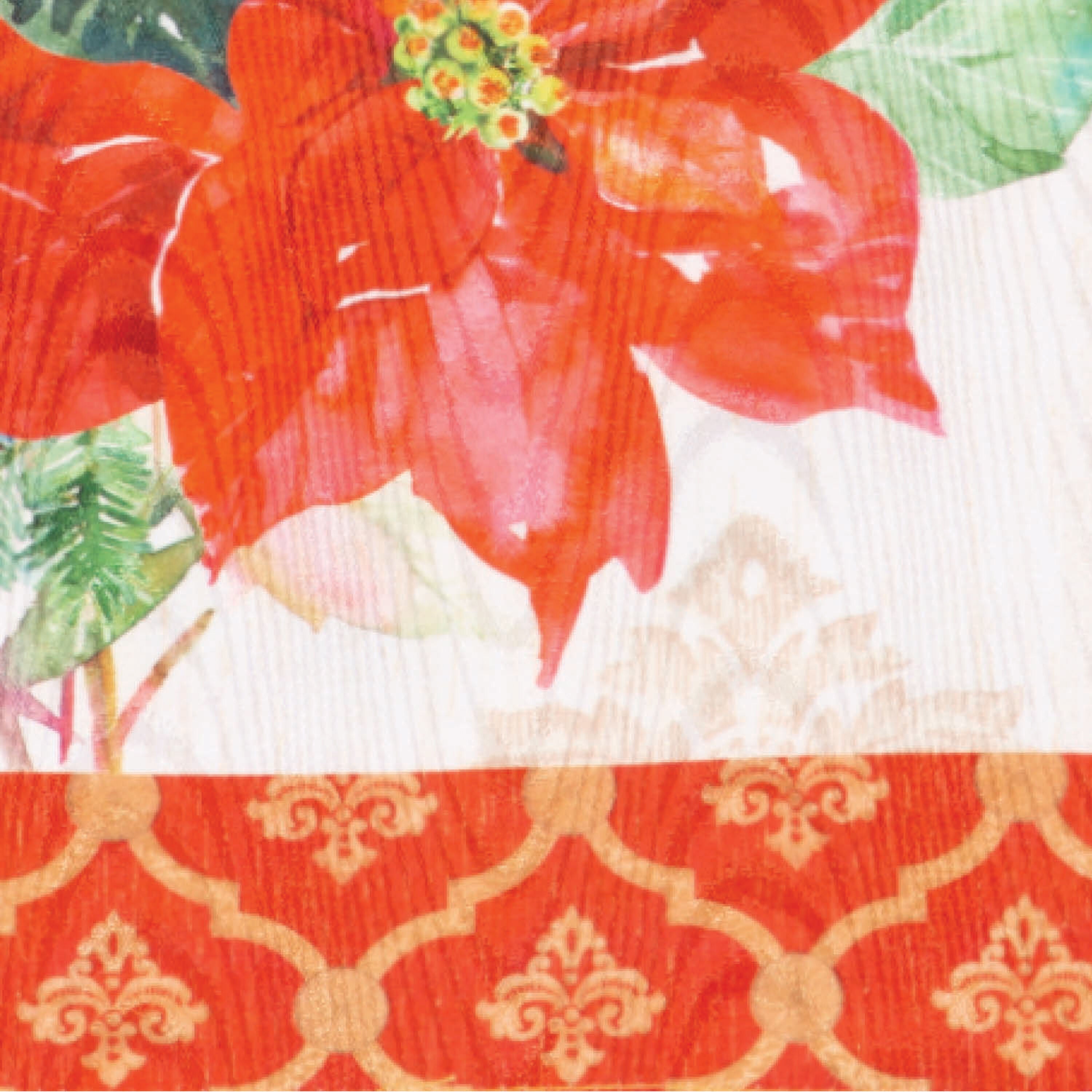 Gilded Pattern Poinsettia Christmas Moire Garden Flag