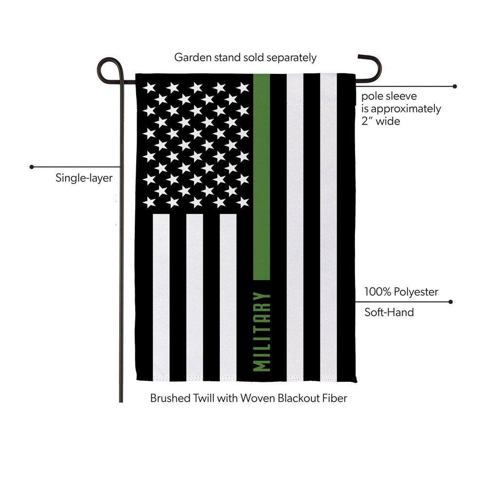 Military Thin Green Line Garden Suede Flag