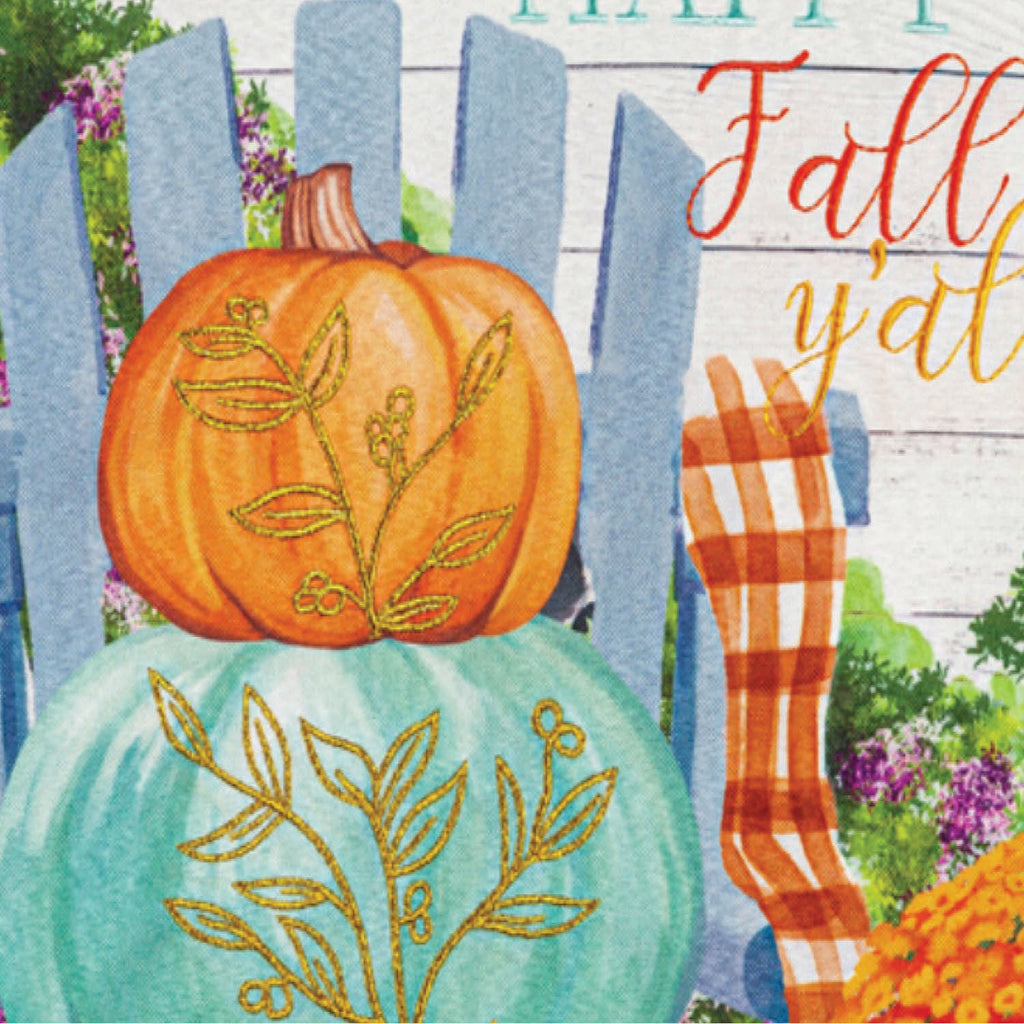 Happy Fall Stacked Pumpkins Garden Linen Flag