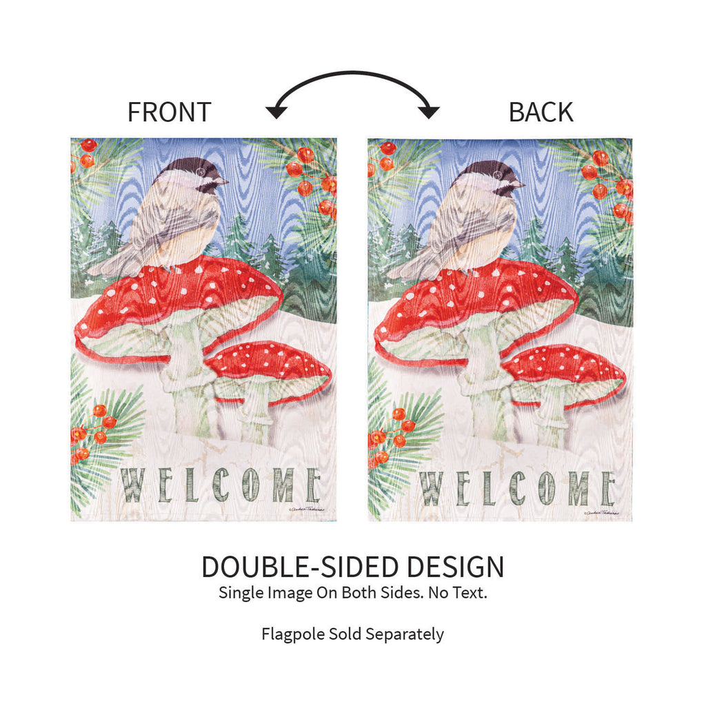 Chickadee and Winter Moire Garden Flag