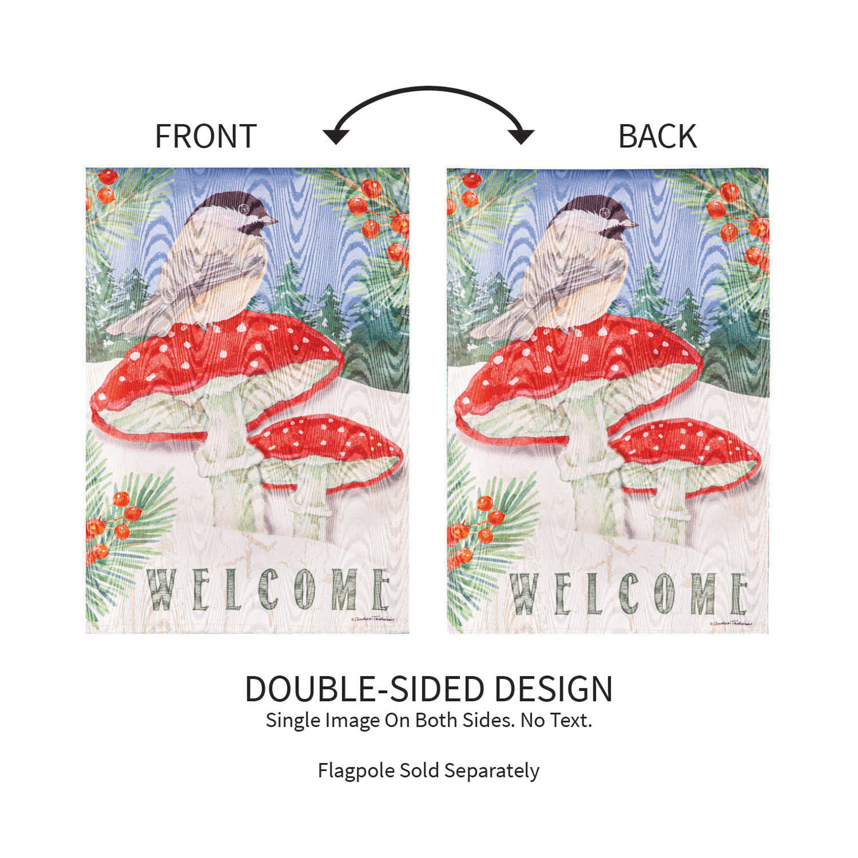 Chickadee and Winter Moire Garden Flag