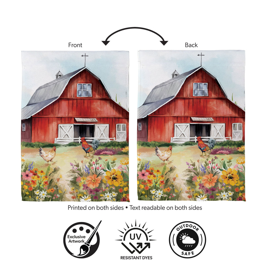Hillside Pasture Barn Suede Garden Flag