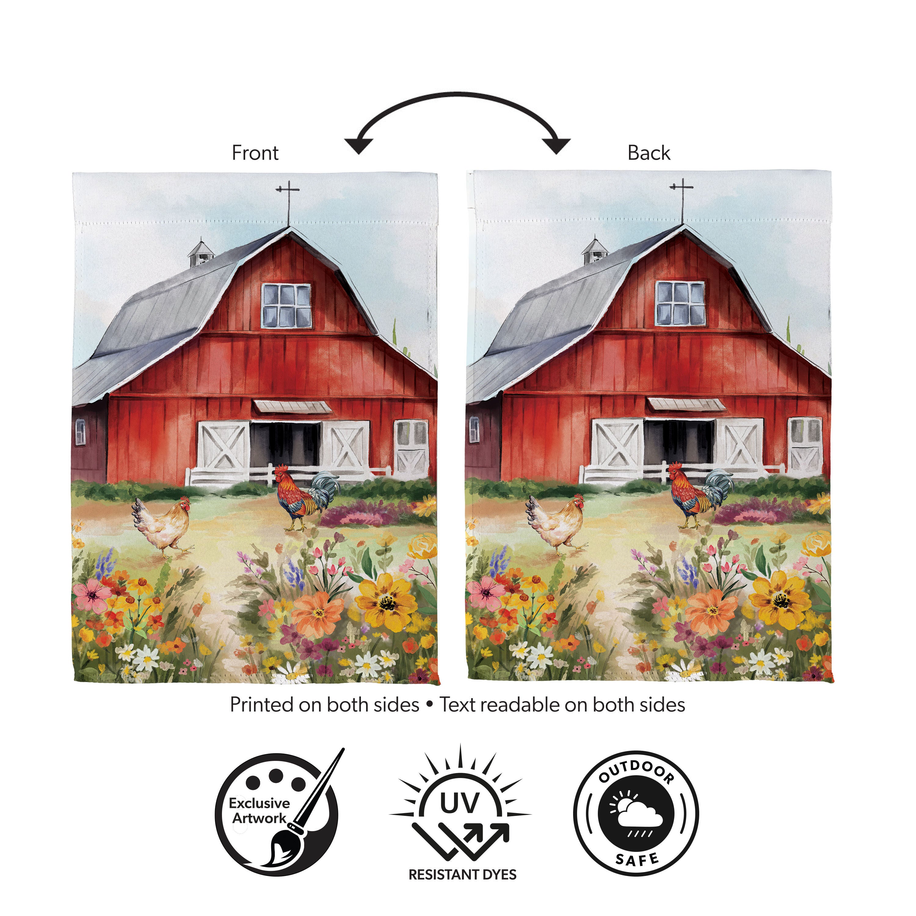 Hillside Pasture Barn Suede Garden Flag