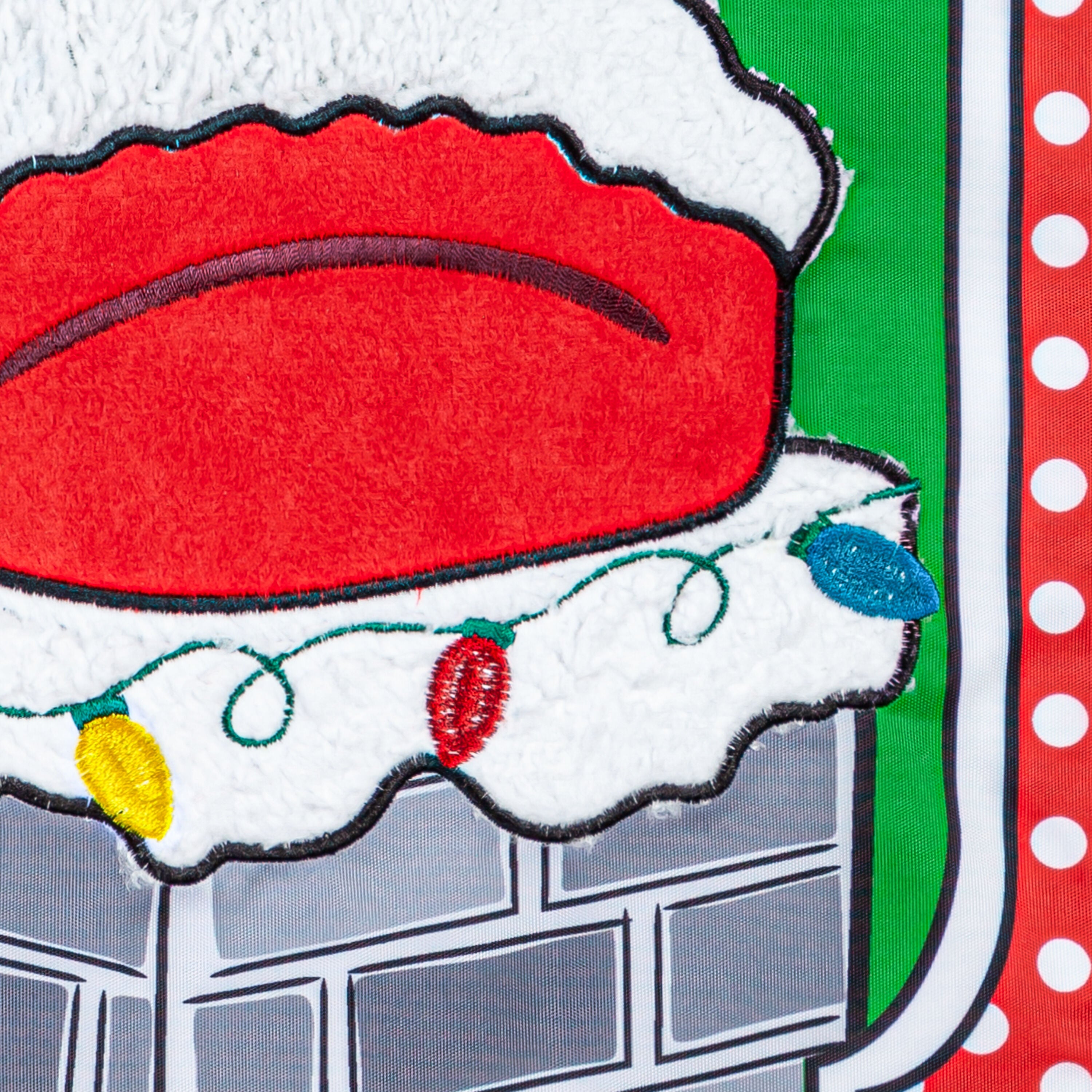 Santa's Coming Down the Chimney Applique Garden Flag