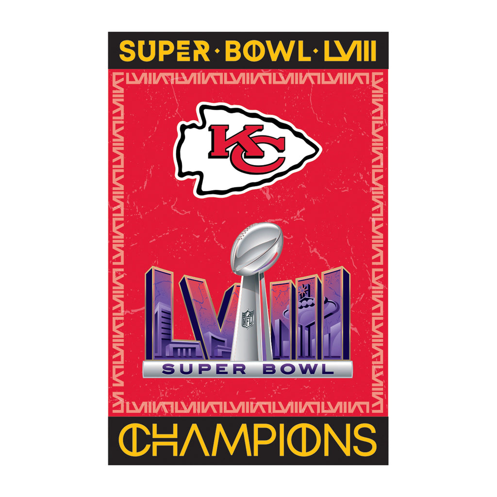 Kansas City Chiefs SB58 Champions Embossed Suede House Flag