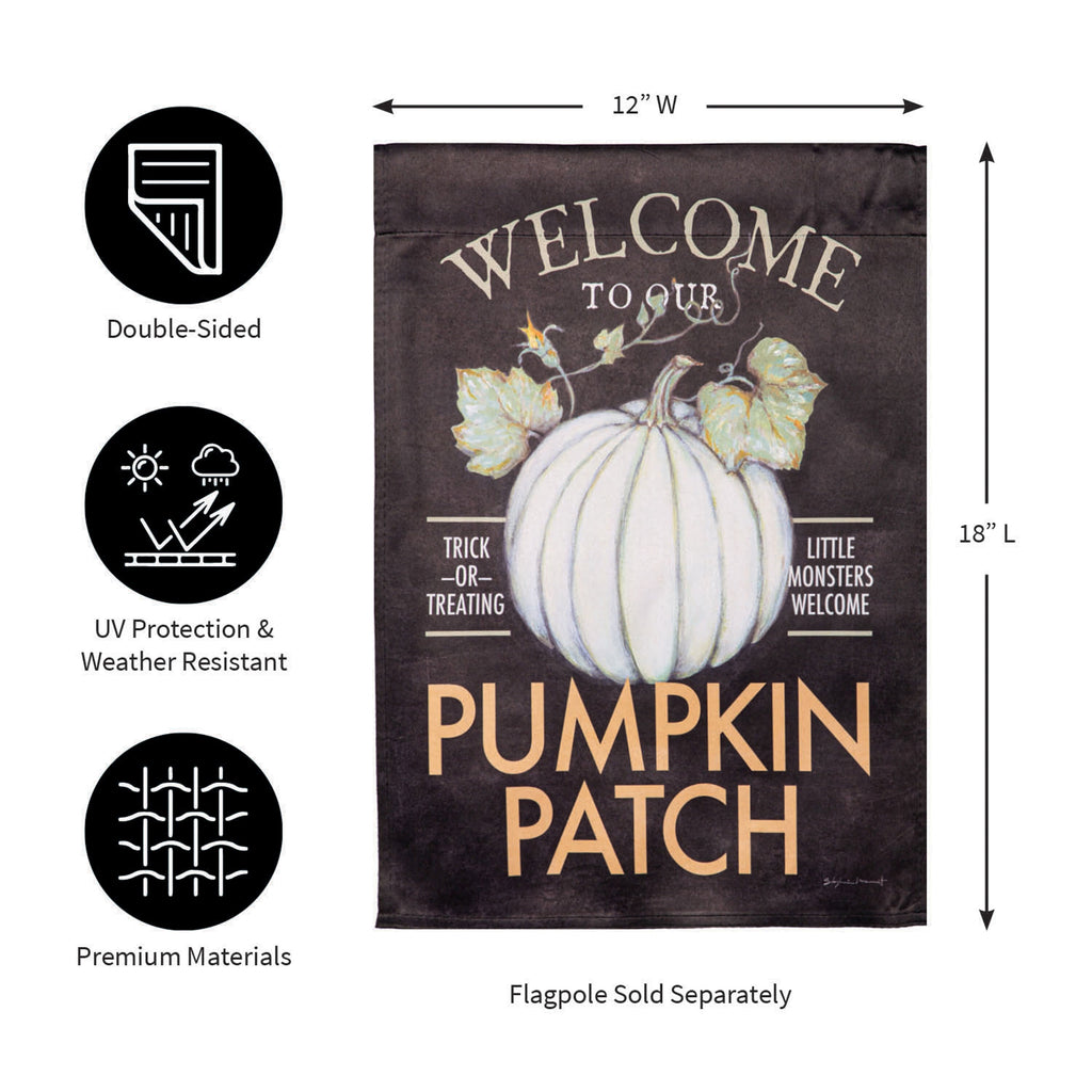 Welcome to Our Pumpkin Patch Suede Garden Flag