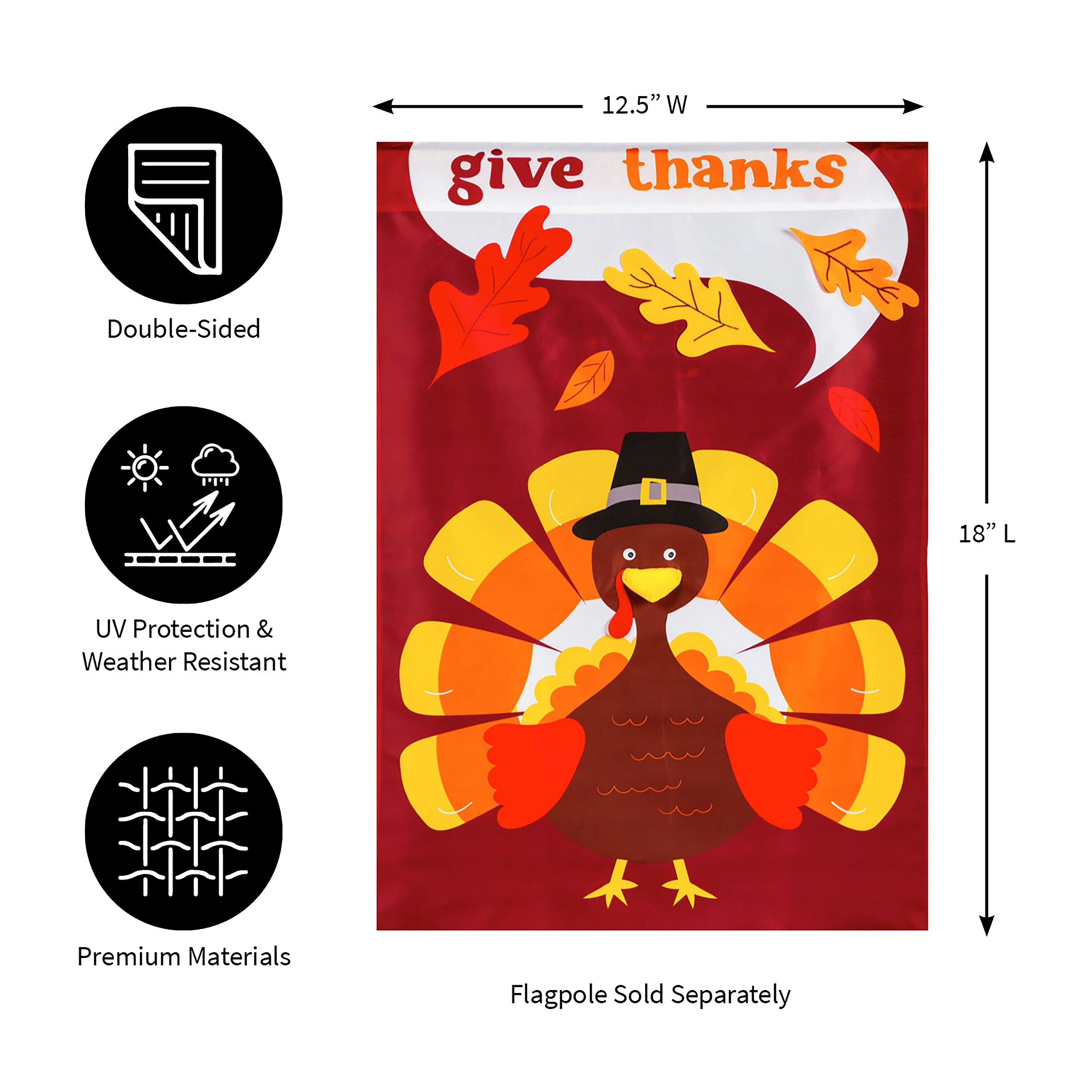 Candy Corn Turkey Garden Applique Flag