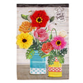 Poppies and Painted Cans Applique Garden Flag