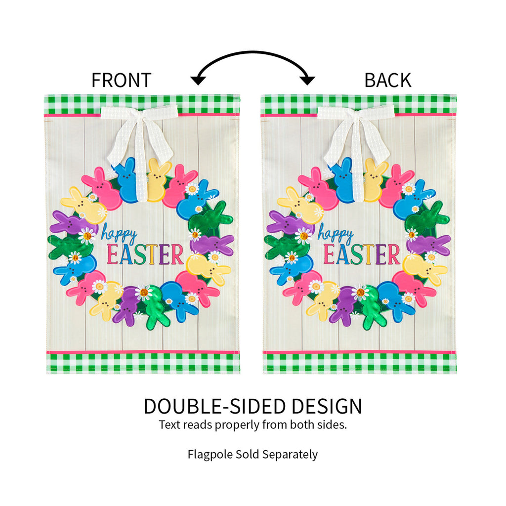 Colorful Bunny Wreath Garden Applique Flag