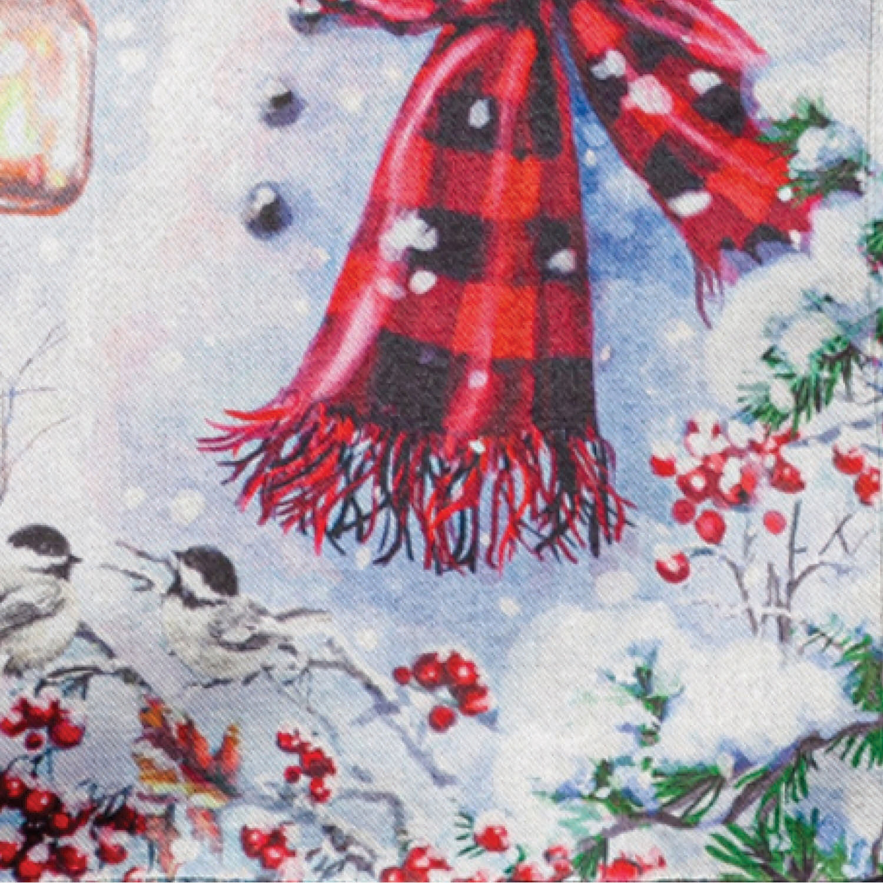 Cottage in the Snow Lustre Garden Flag