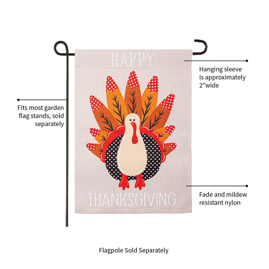 Turkey "Happy Thanksgiving" Garden Suede Flag, SNL