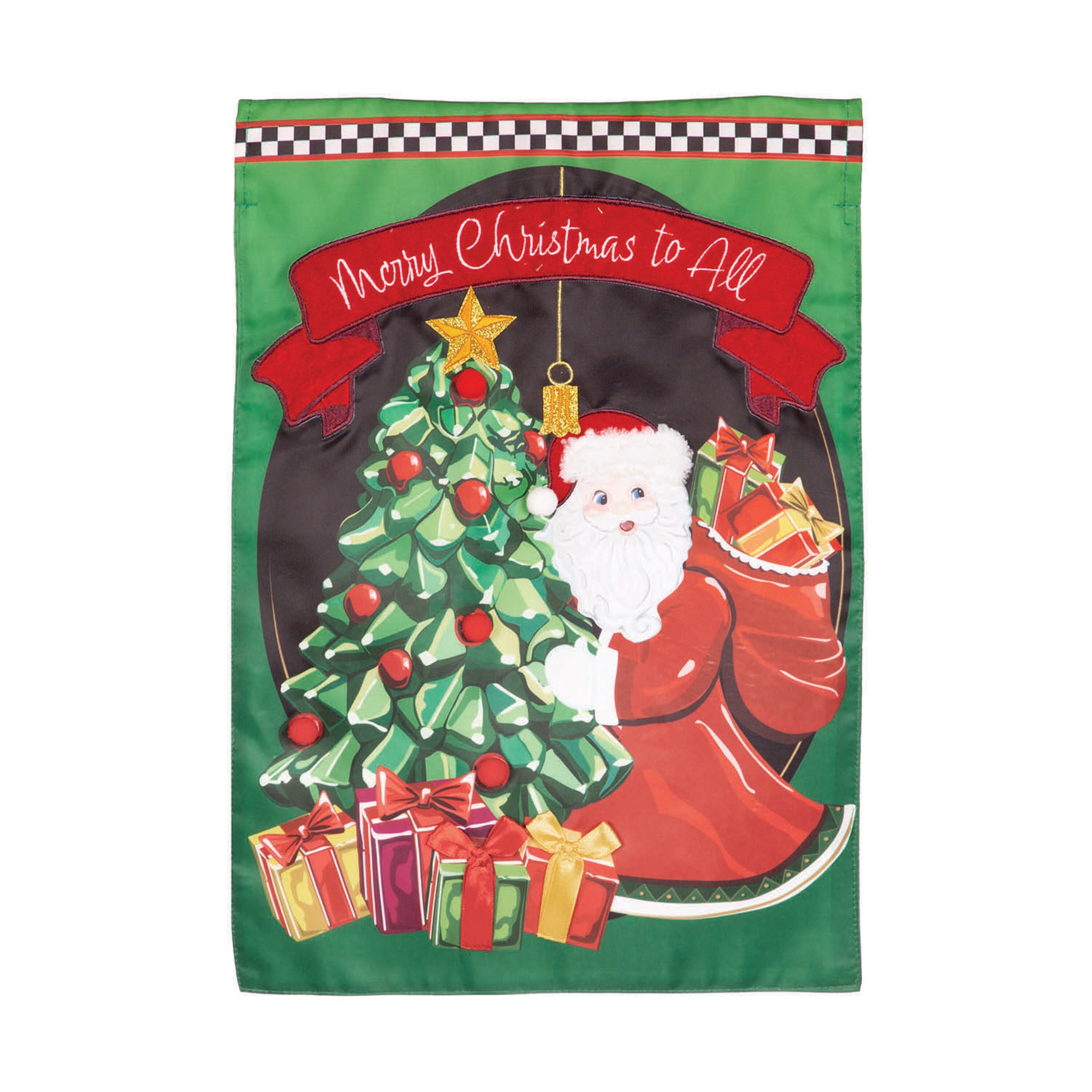 Jingle Bell Square Applique Garden Flag