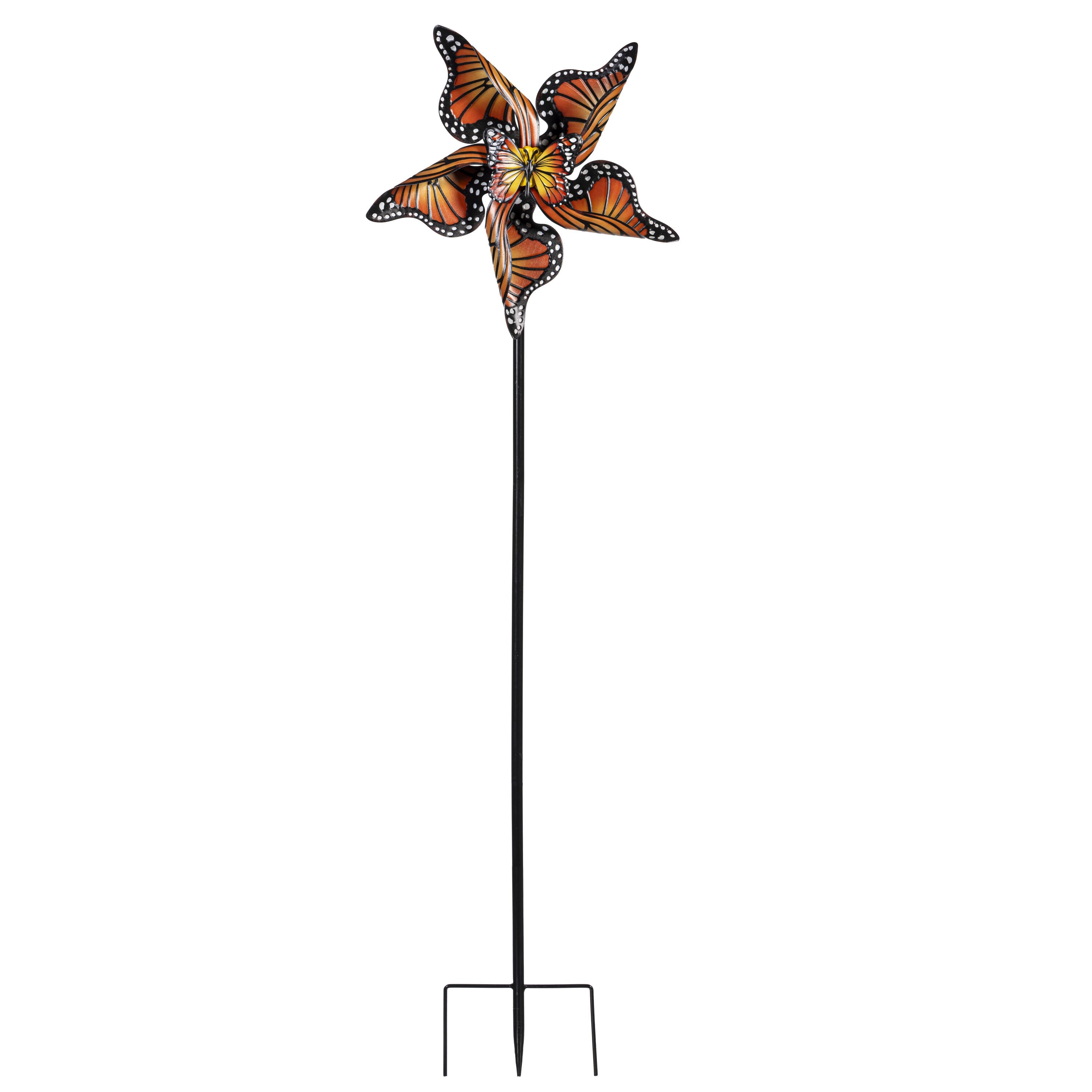 Monarch Butterfly Metal Wind Spinner 48"H
