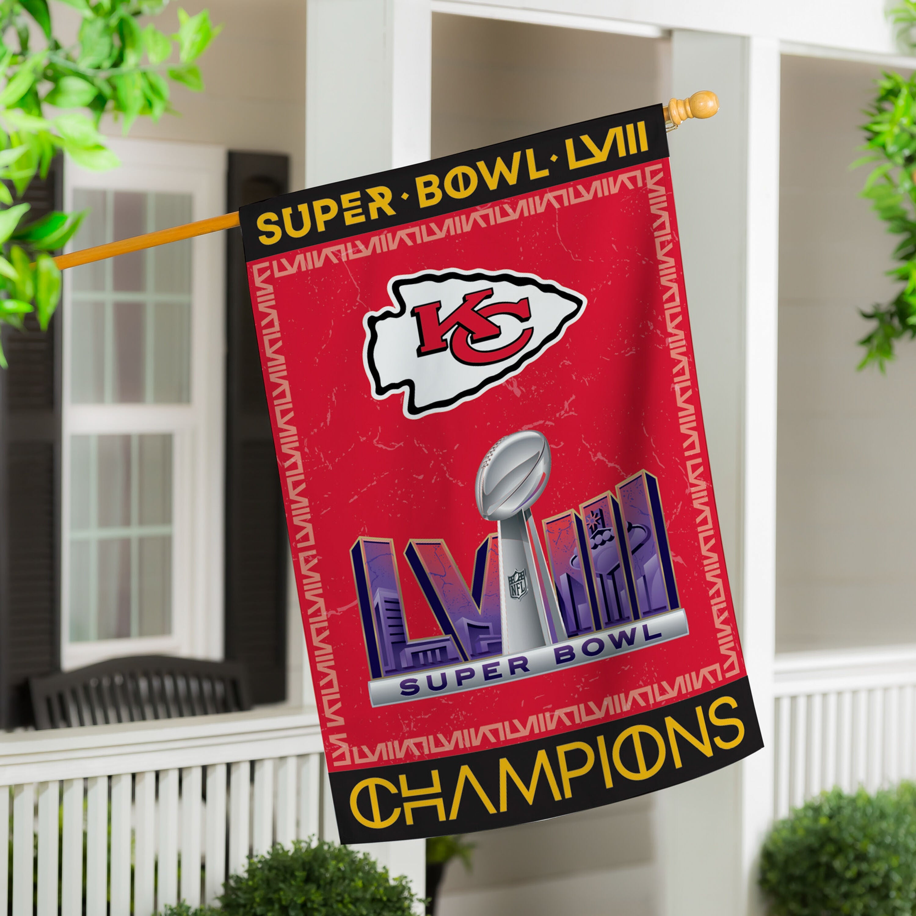 Kansas City Chiefs SB58 Champions Embossed Suede House Flag