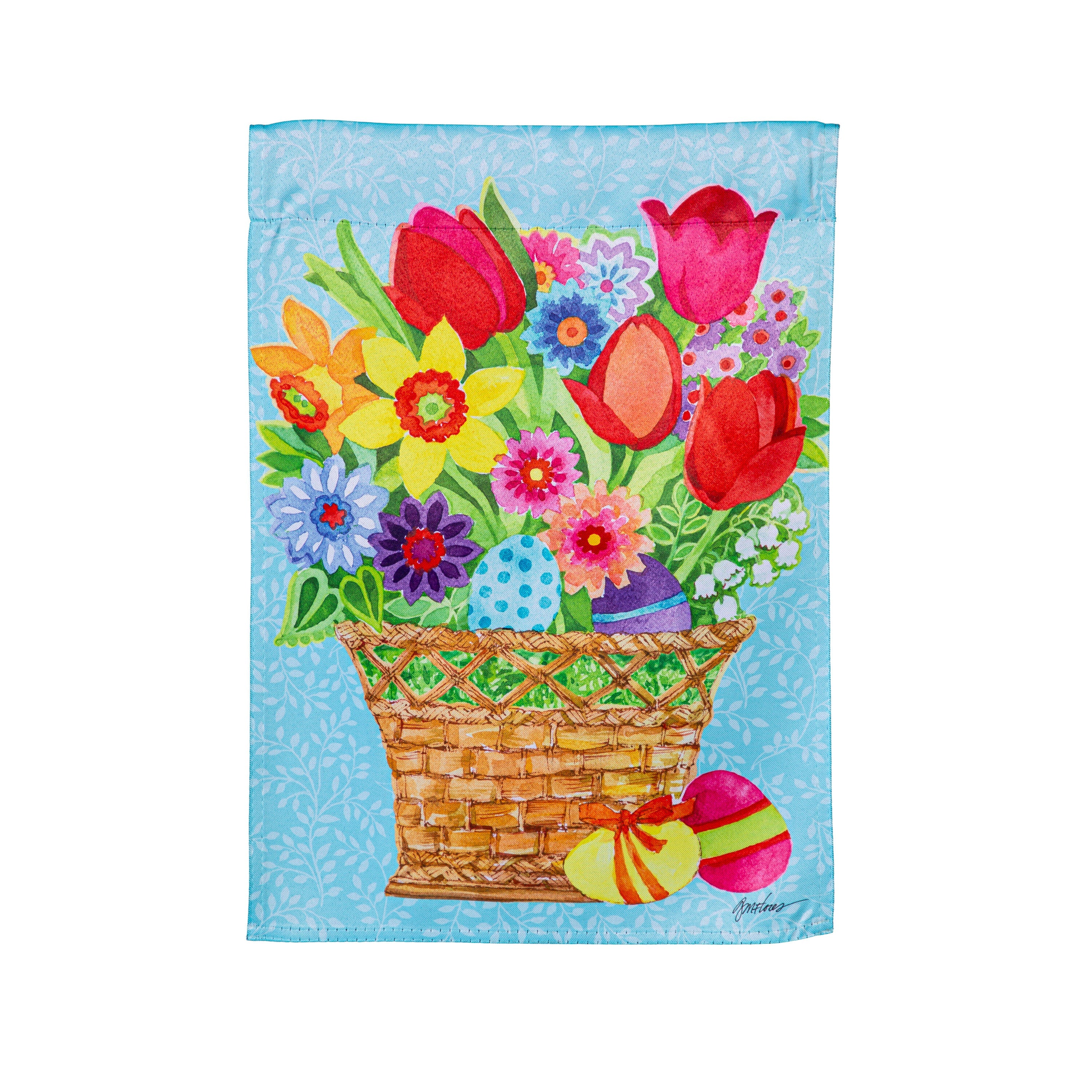 Spring Flowers Basket Suede Garden Flag