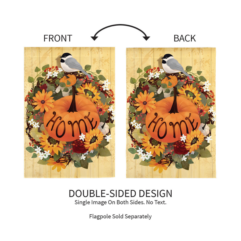 Pumpkin Wreath Moire Garden Flag