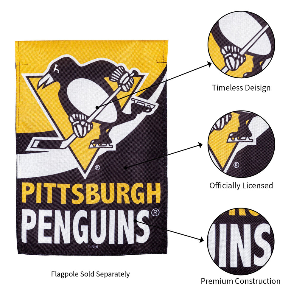 NHL Hockey Burlap Garden Flag, Pittsburgh Penguins