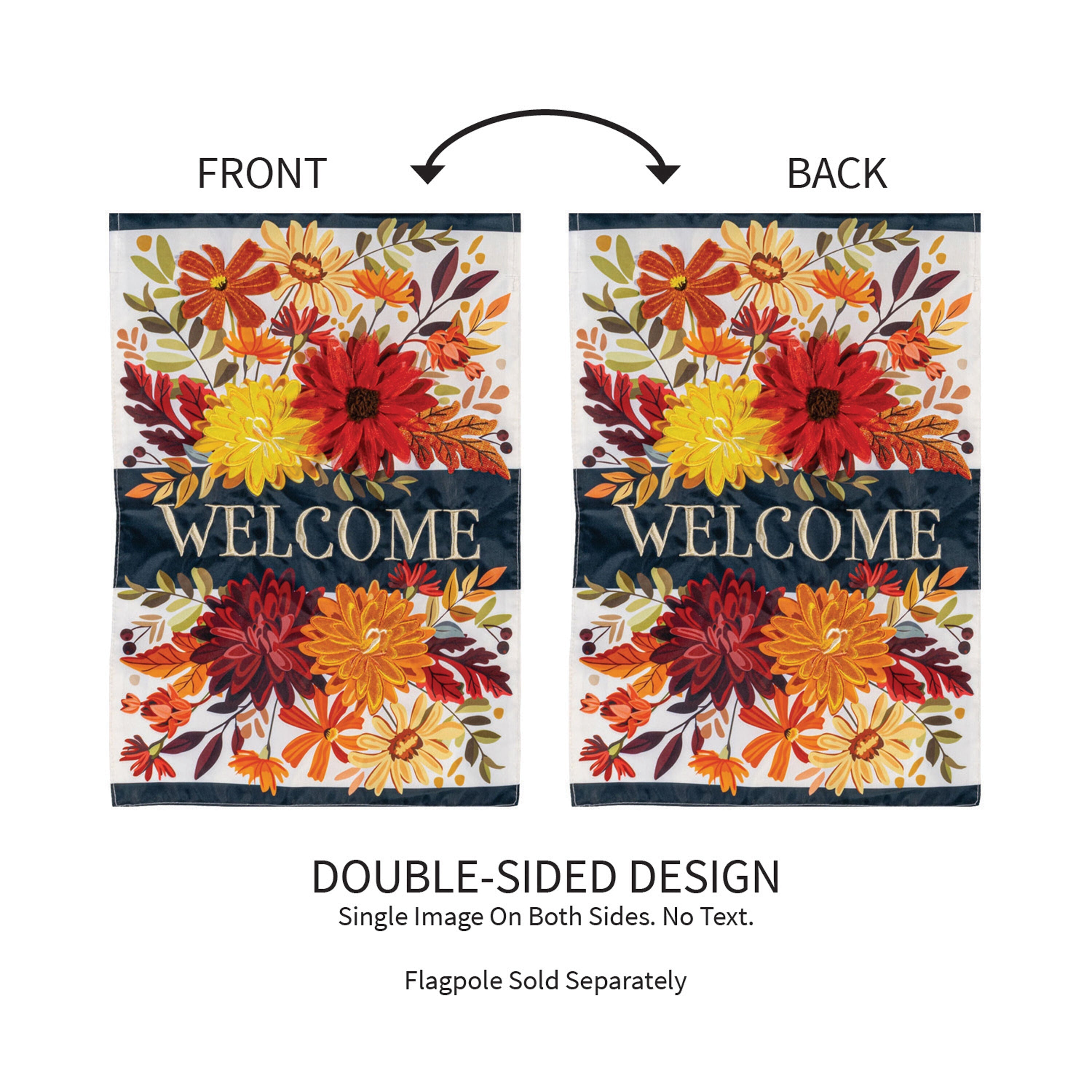 Fall Floral Applique Garden Flag